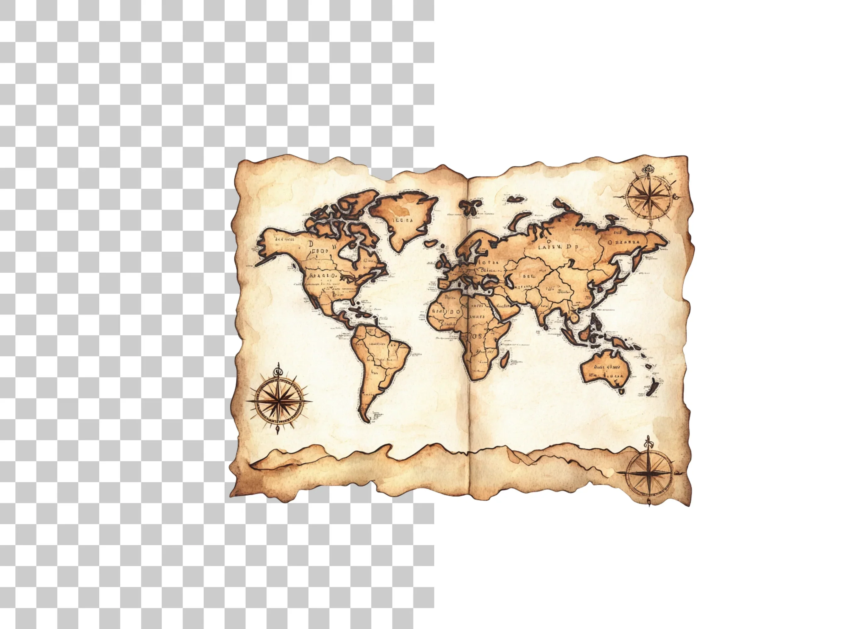 Vintage World Map Clipart Bundle - Image 2