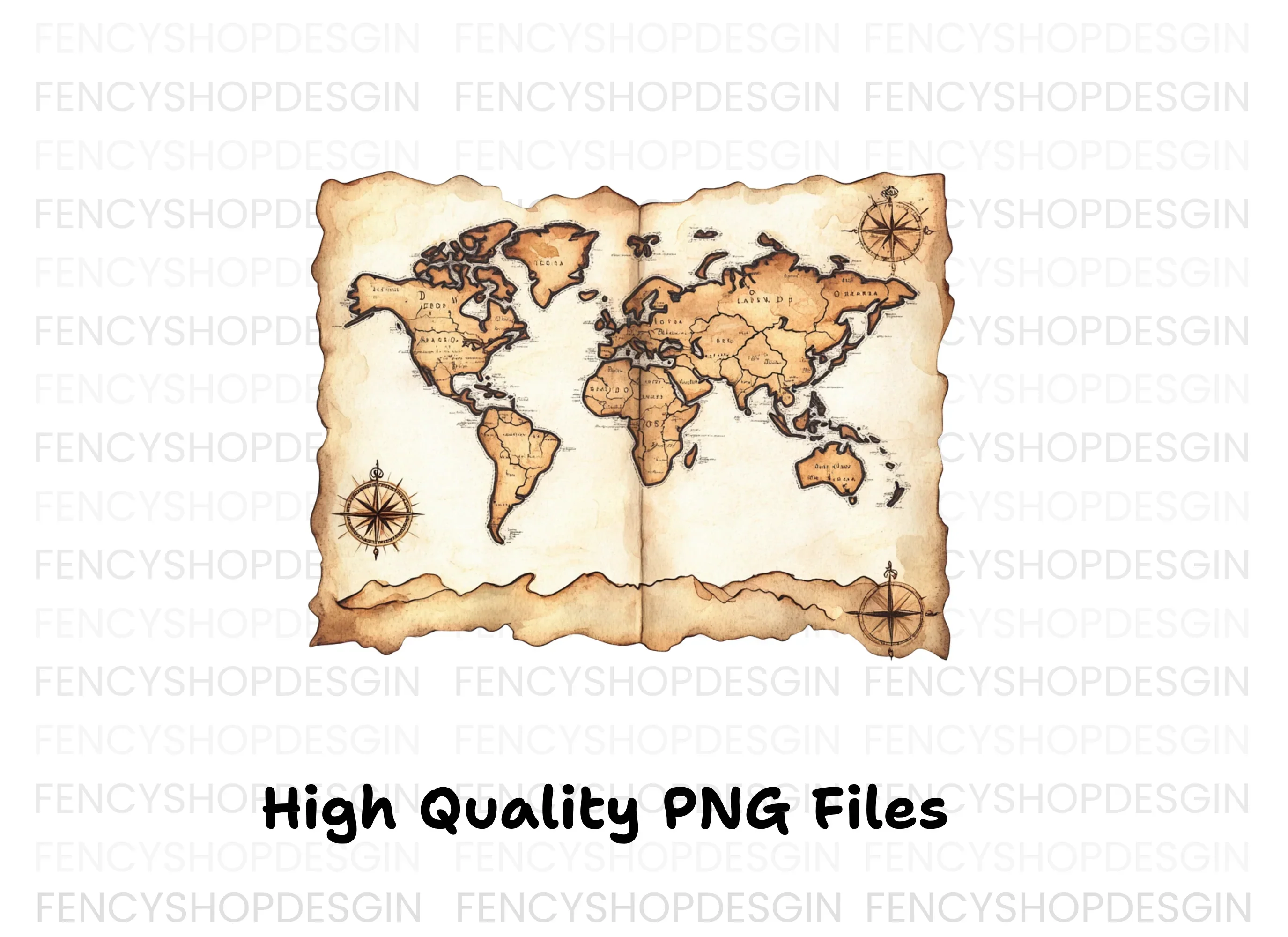 Vintage World Map Clipart Bundle - Image 3
