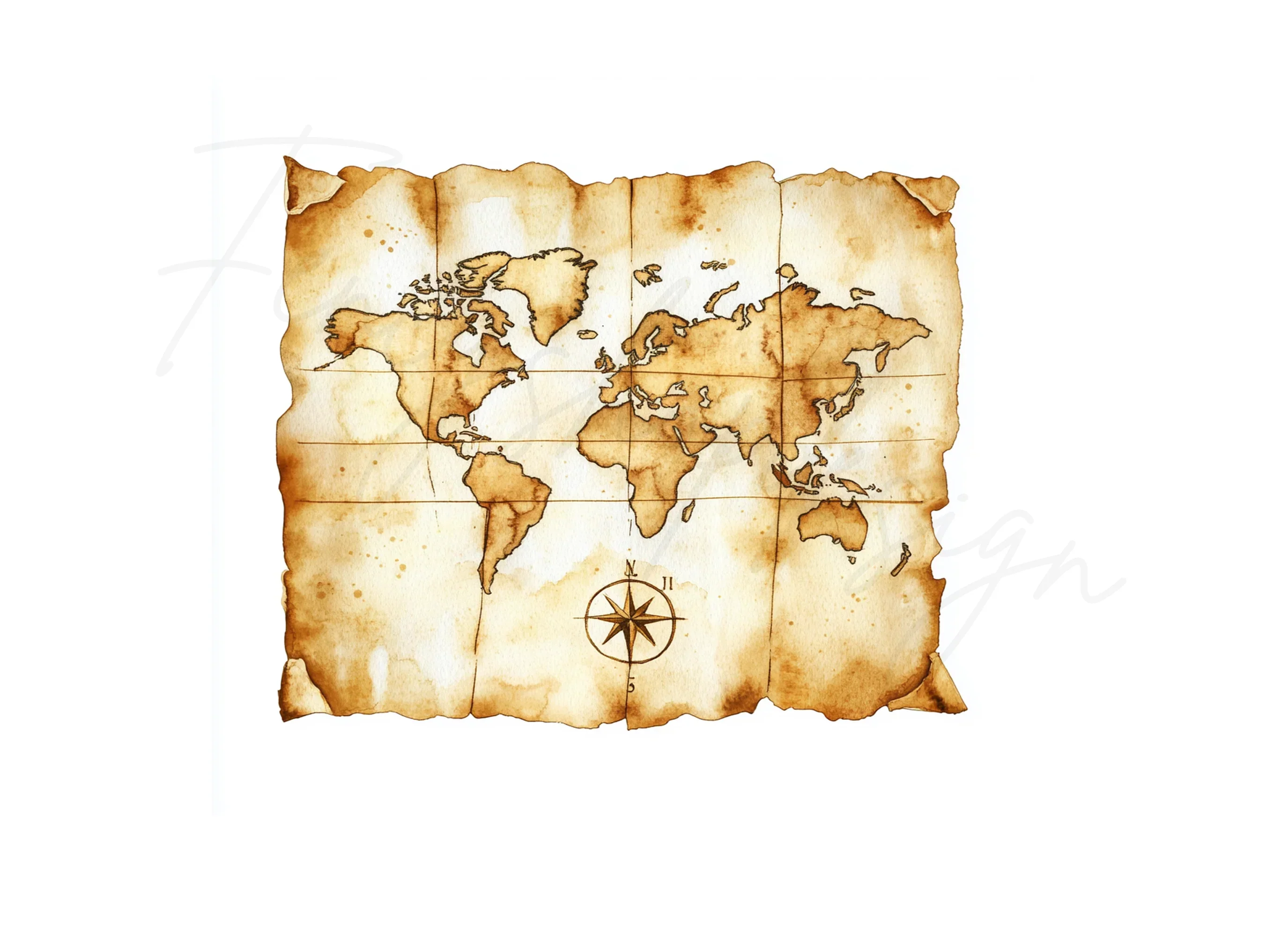 Vintage World Map Clipart Bundle - Image 3