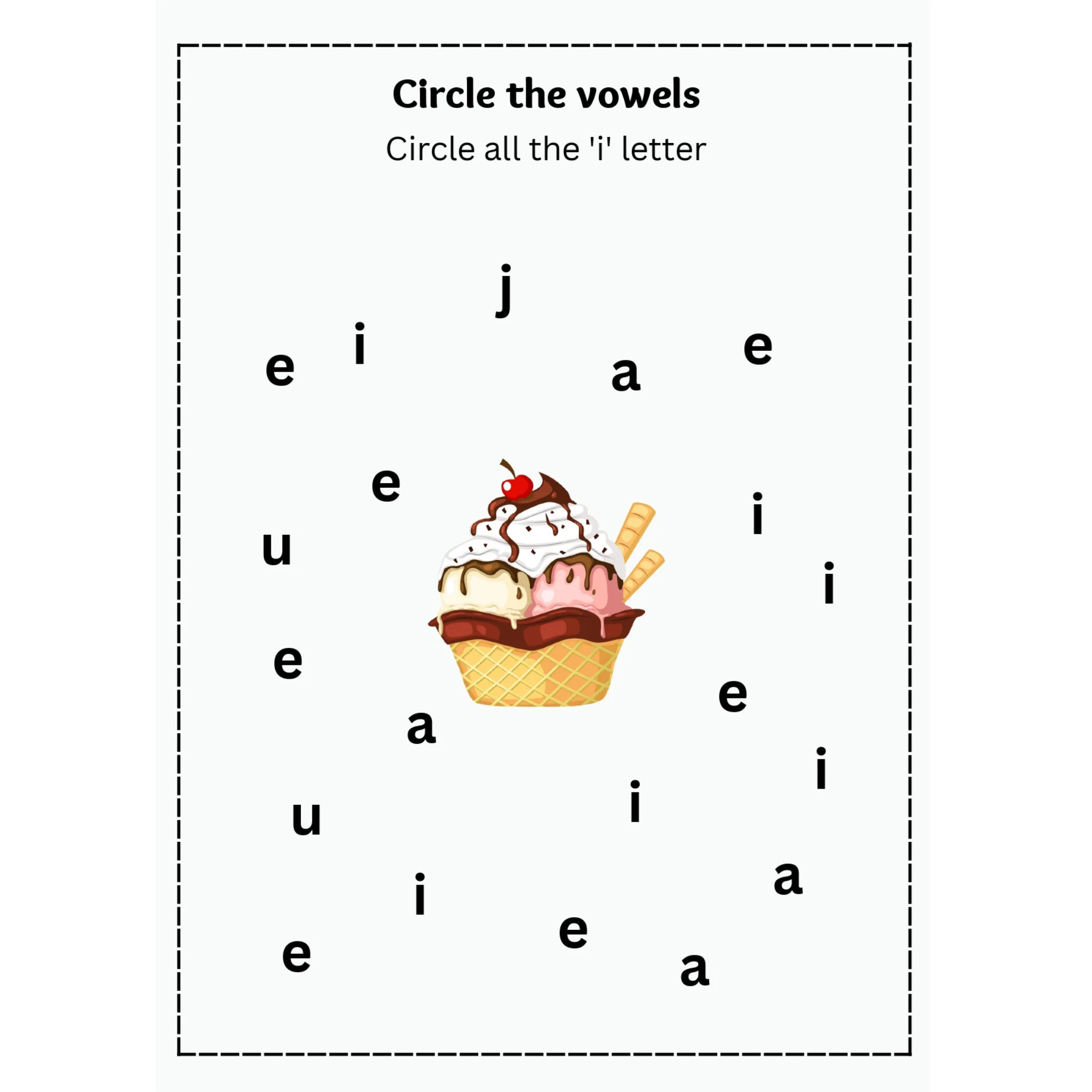 Vowel Letter Recognition Worksheets - Image 3