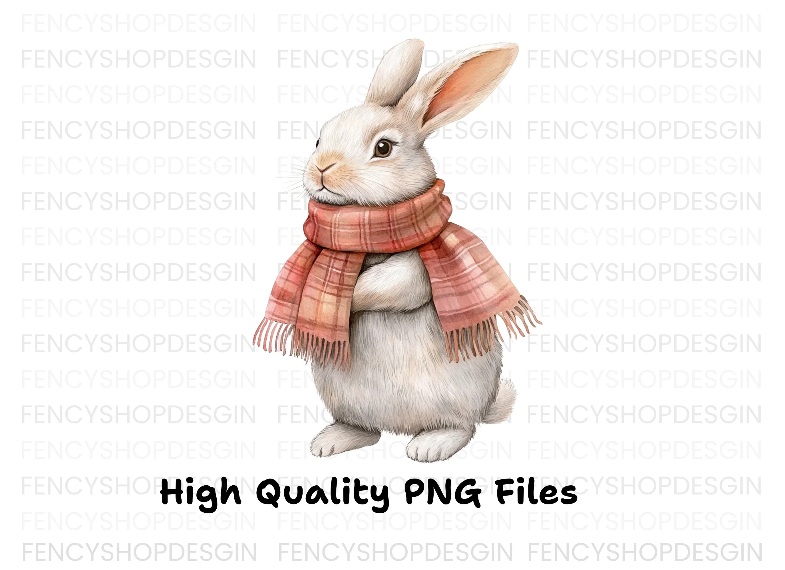 Warm Bunnies in Scarves Clipart Bundle - Image 3
