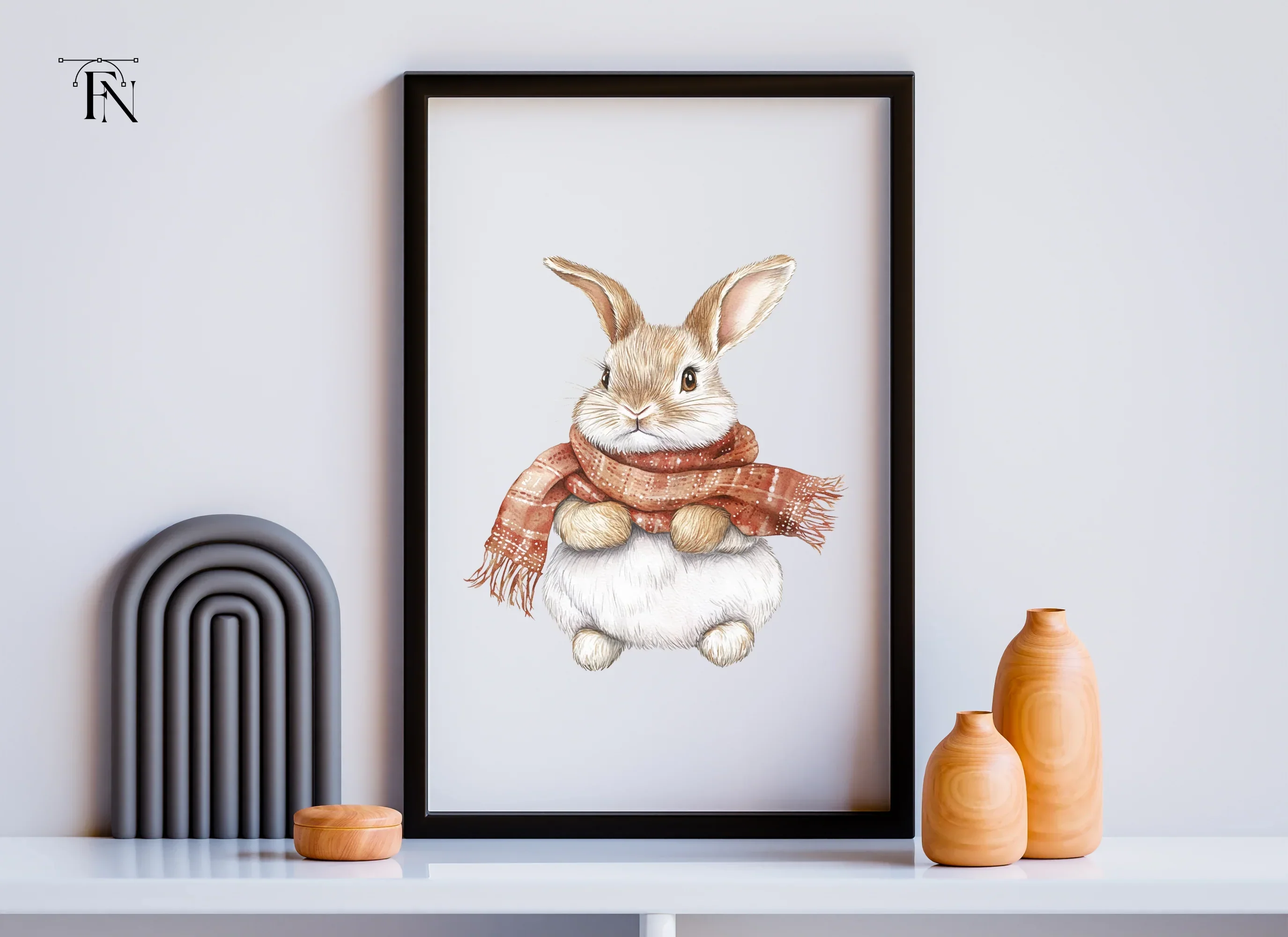 Warm Bunnies in Scarves Clipart Bundle - Image 6