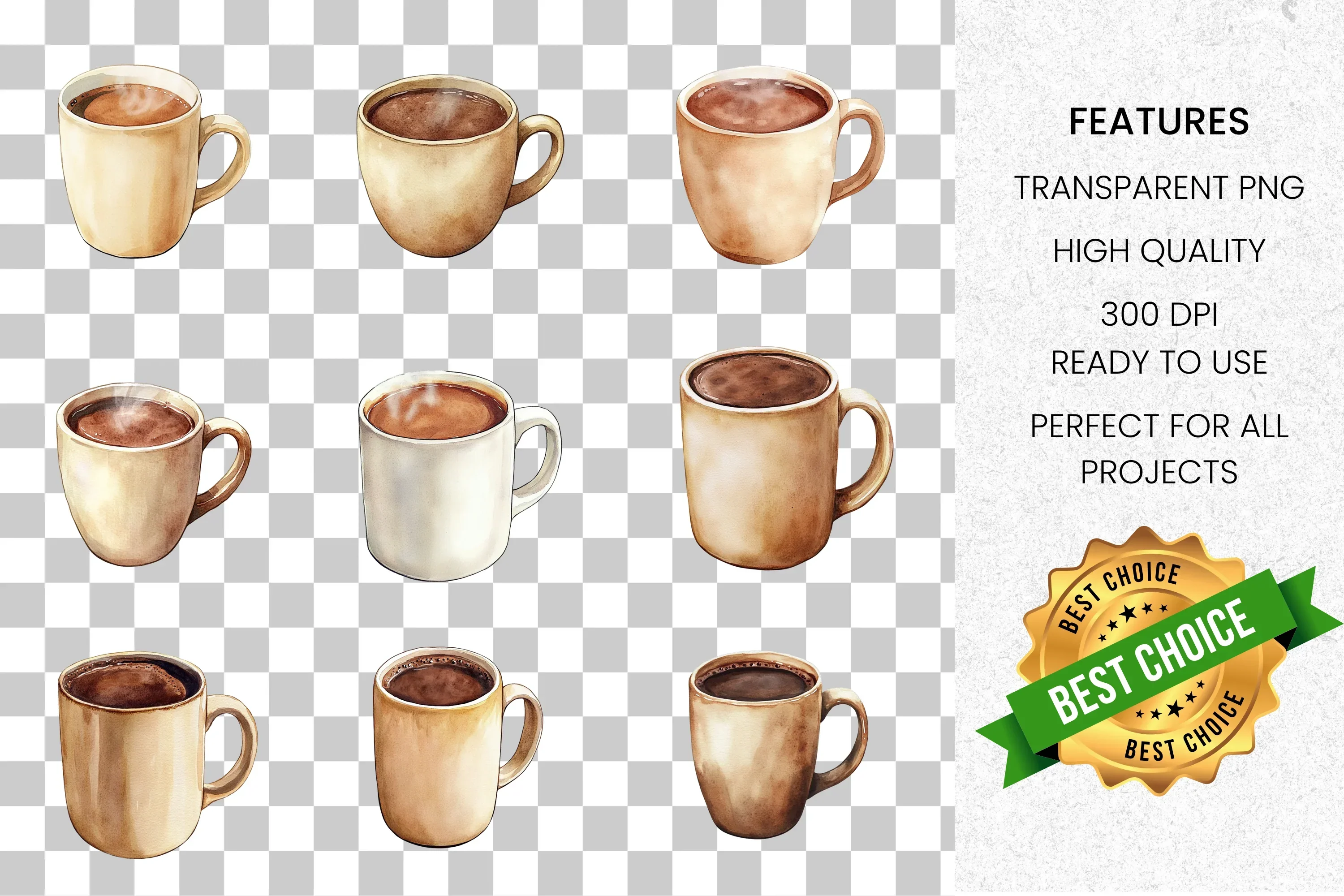 Warm Coffee Cups Clipart Bundle - Image 2