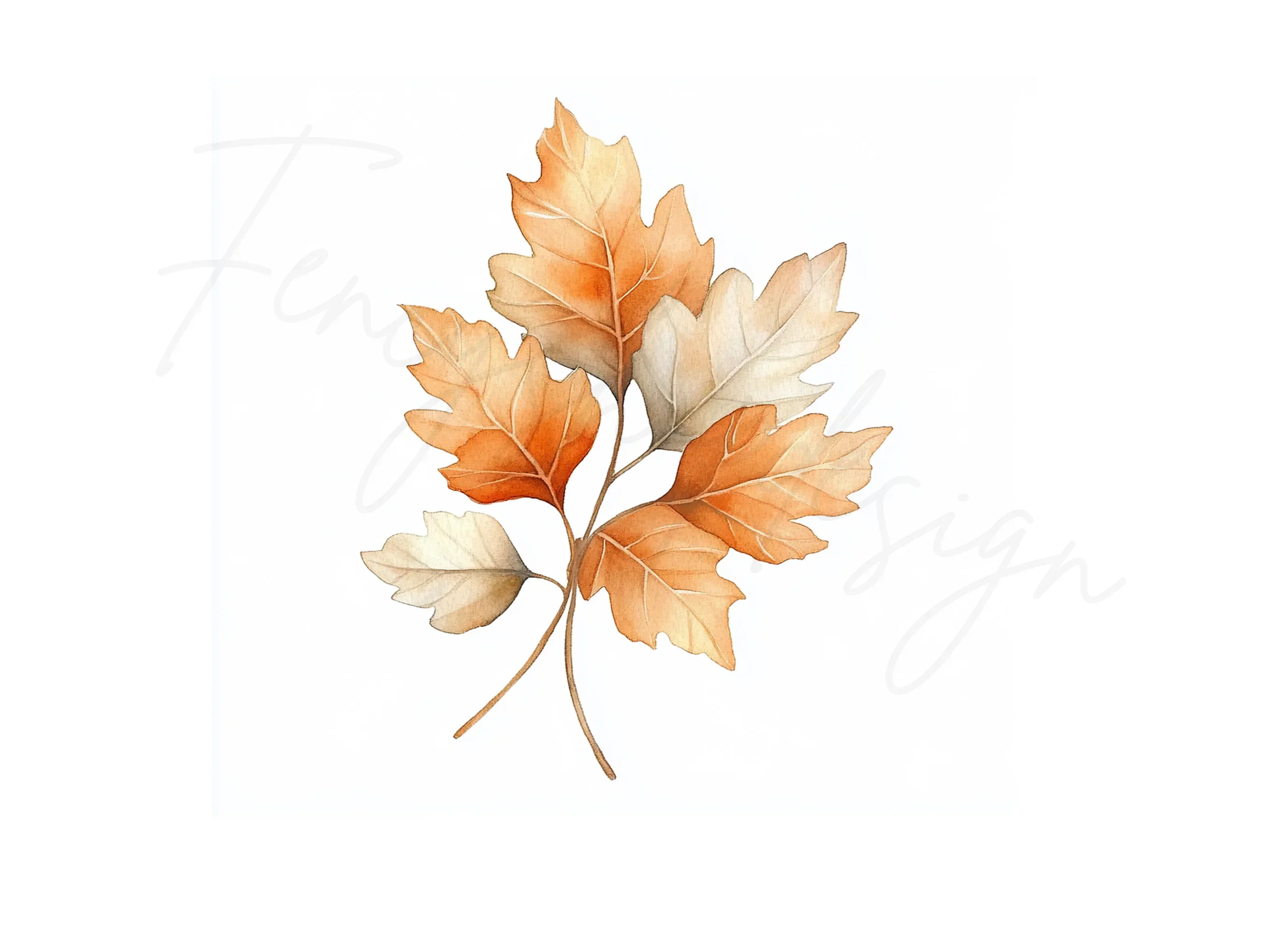 Warm Toned Autumn Leaf Branches Clipart Bundle - Image 3