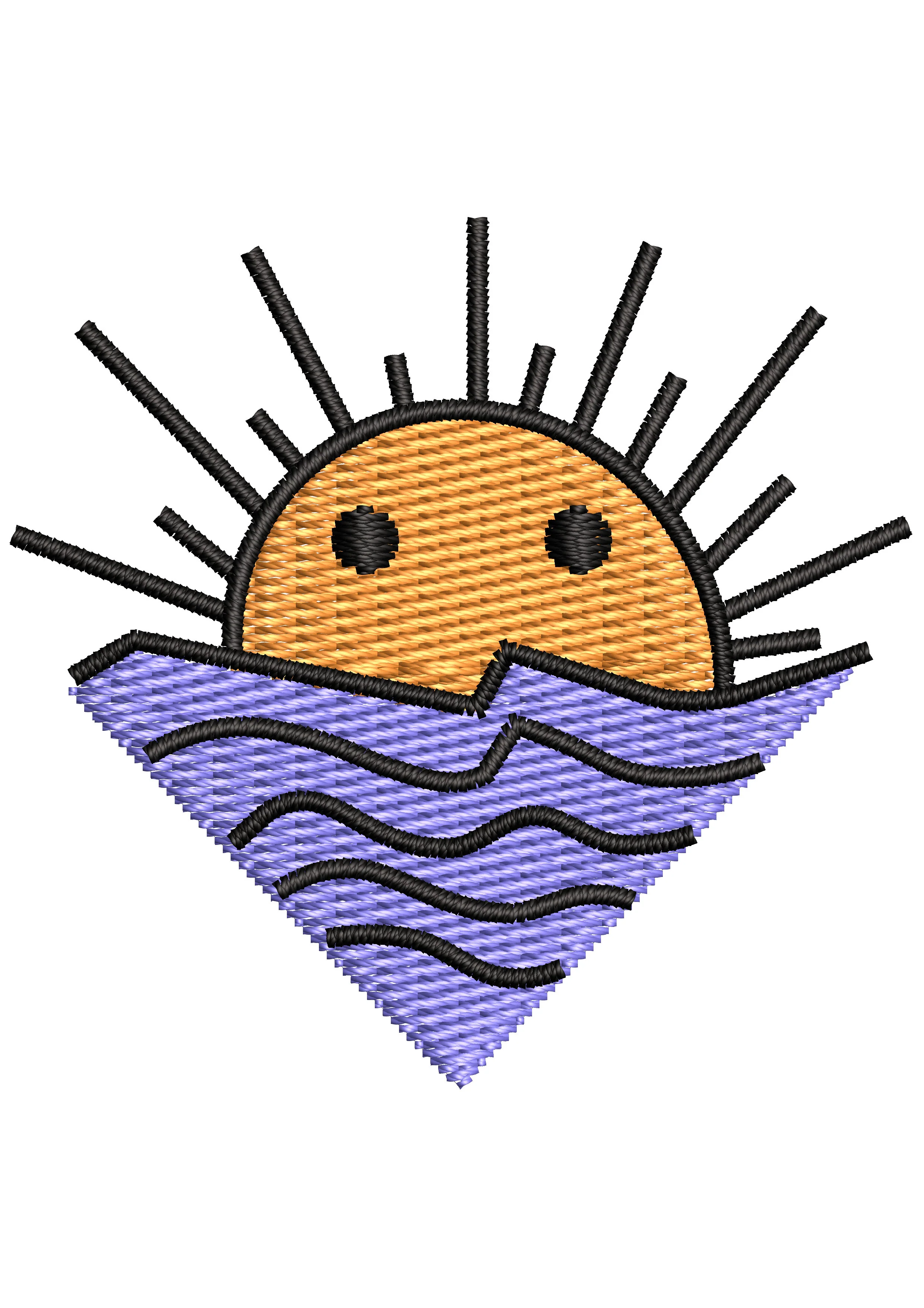 Water Sun Embroidery Design