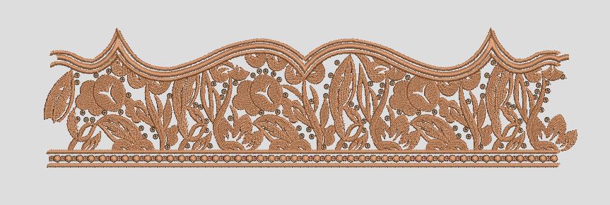 Wavy Floral Vine Border Embroidery Design