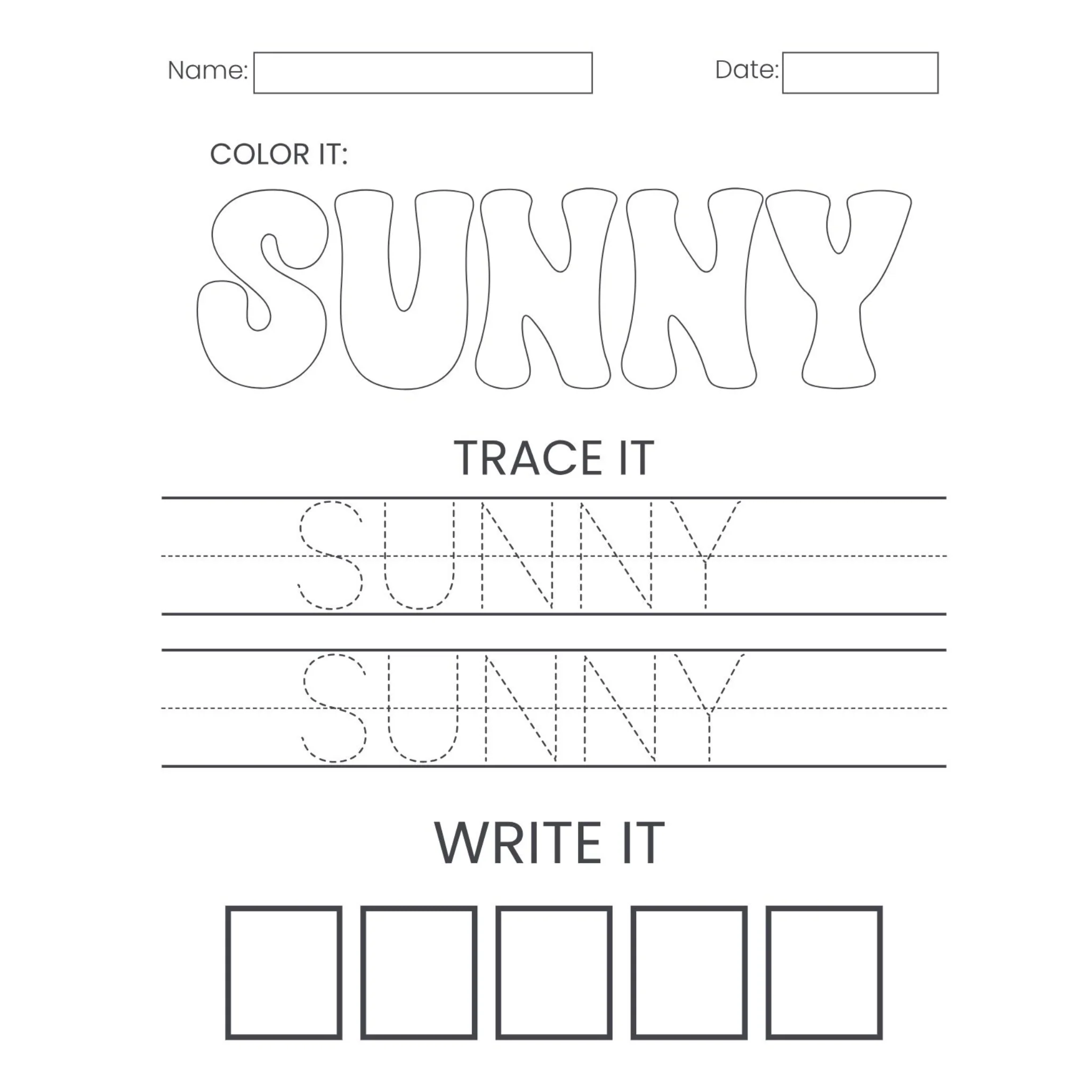 Weather Vocabulary Tracing Worksheets - Image 2