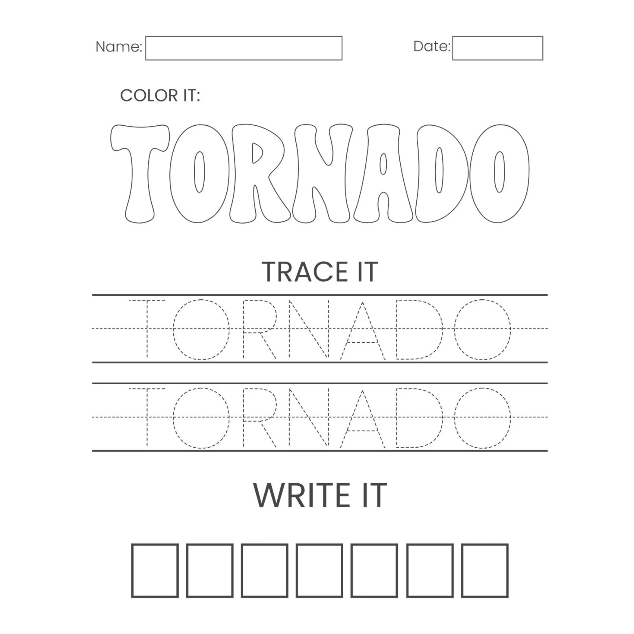 Weather Vocabulary Tracing Worksheets - Image 3