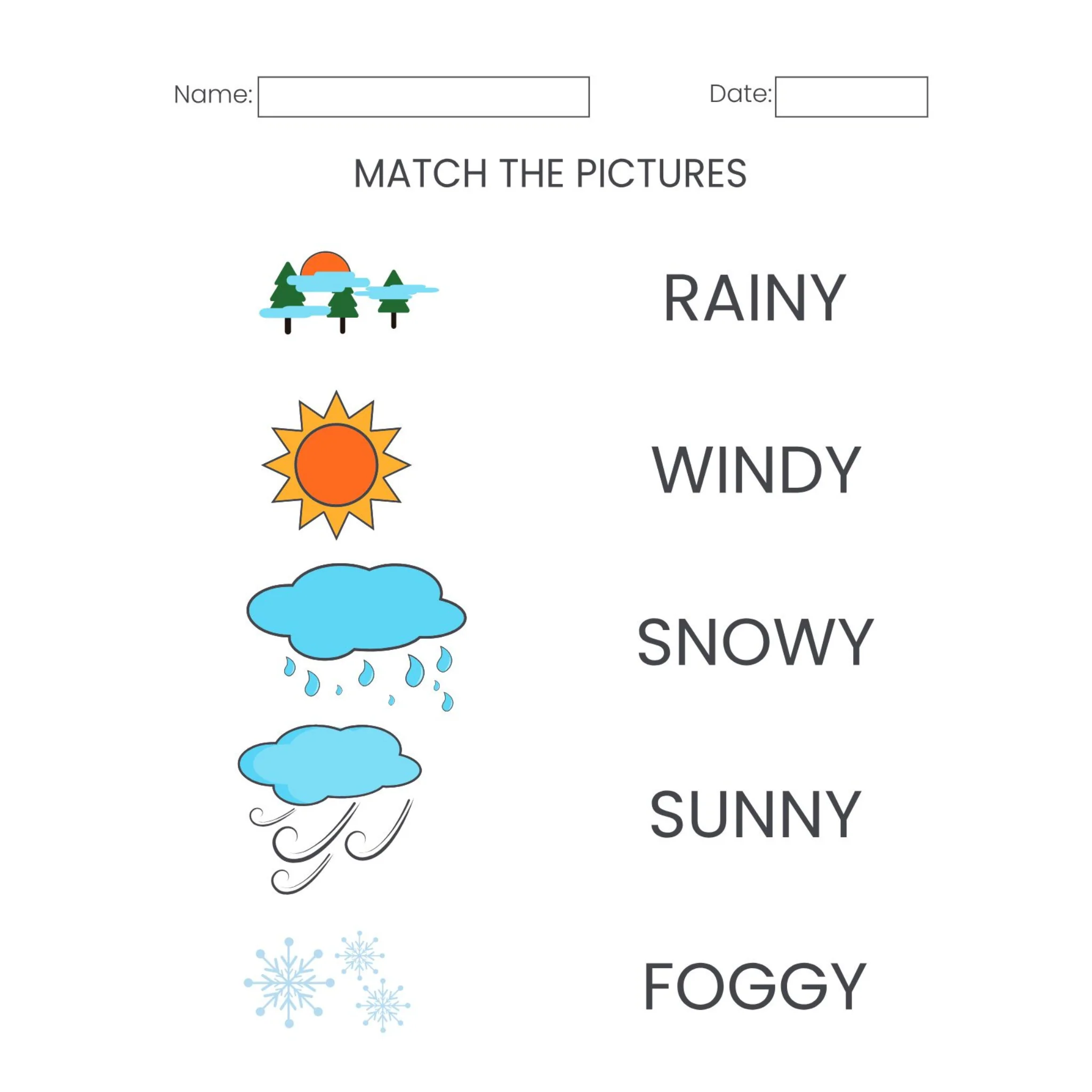 Weather Vocabulary Tracing Worksheets - Image 4