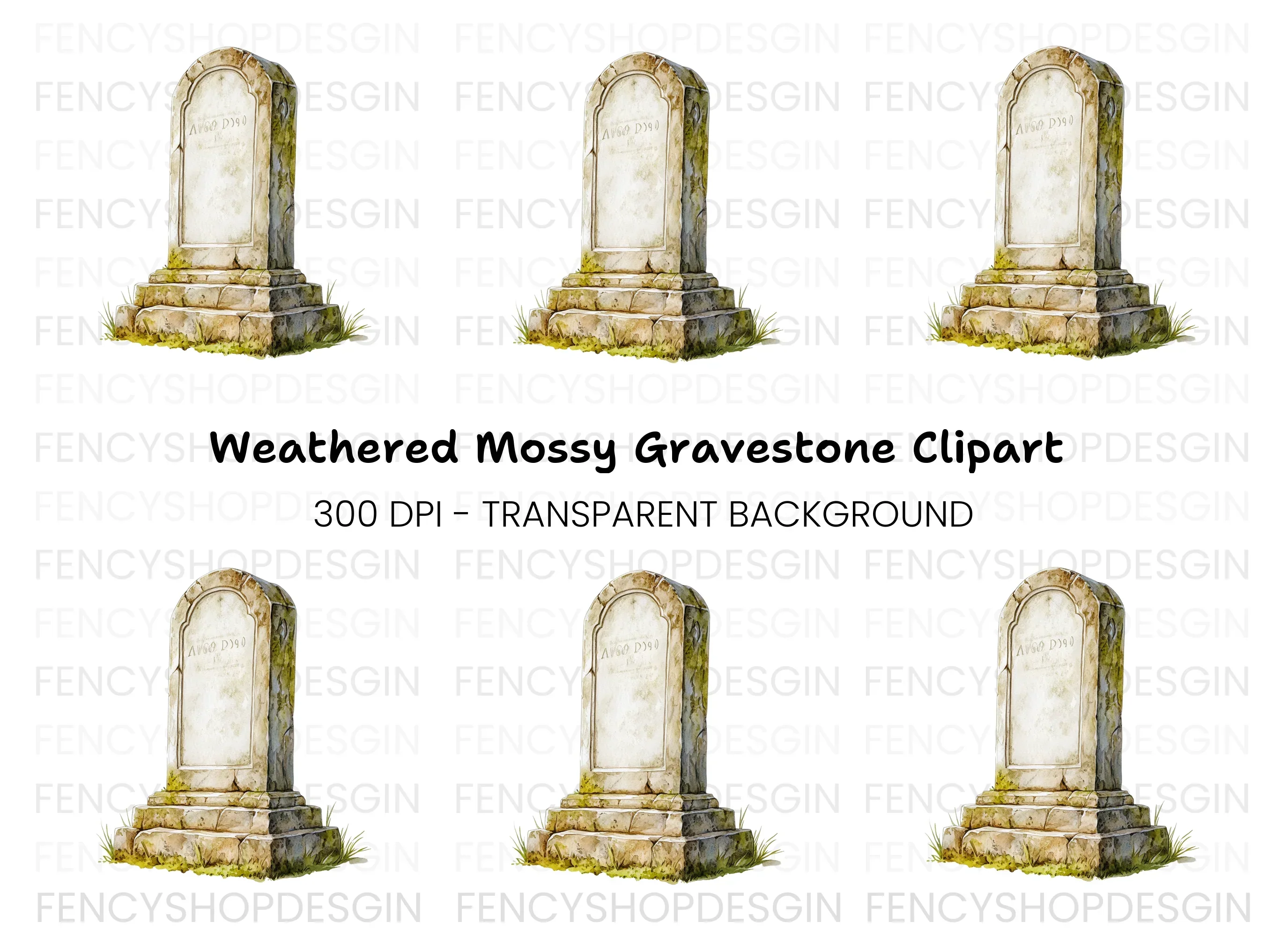 Weathered Gravestone Clipart Bundle