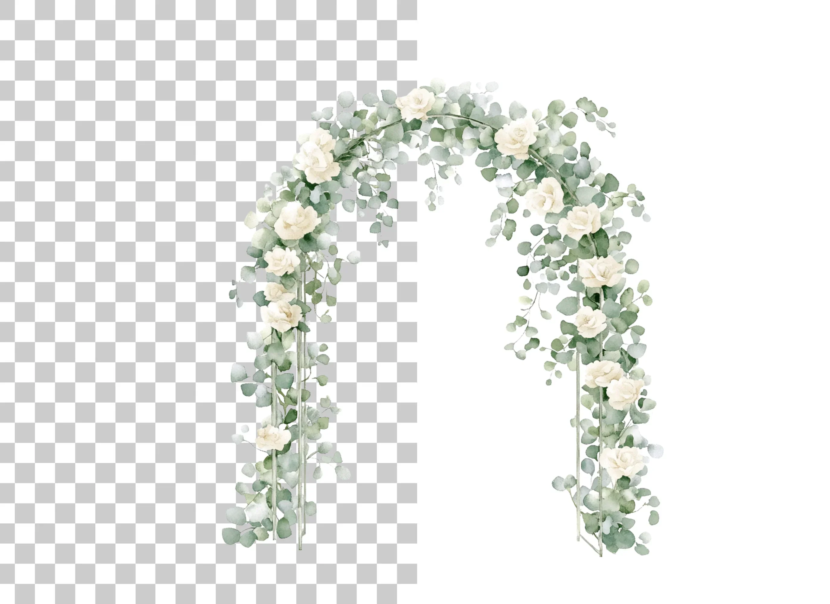 Wedding Arch White Roses Eucalyptus Clipart Bundle - Image 6