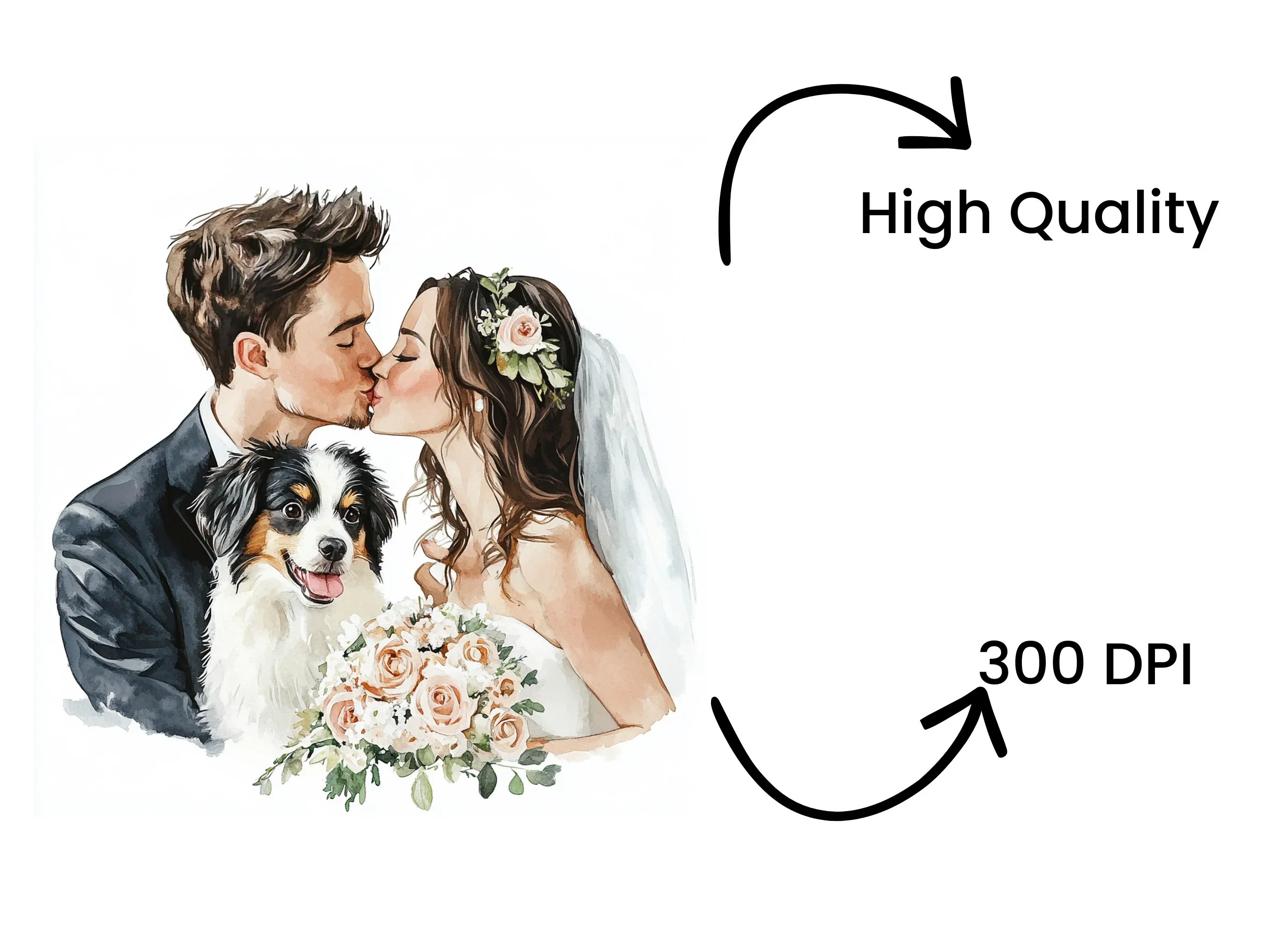 Wedding Couple with Dog Clipart Bundle - Image 4