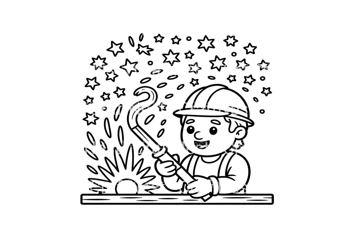 Welder at WorkPage for Kids Coloring Books - Image 3