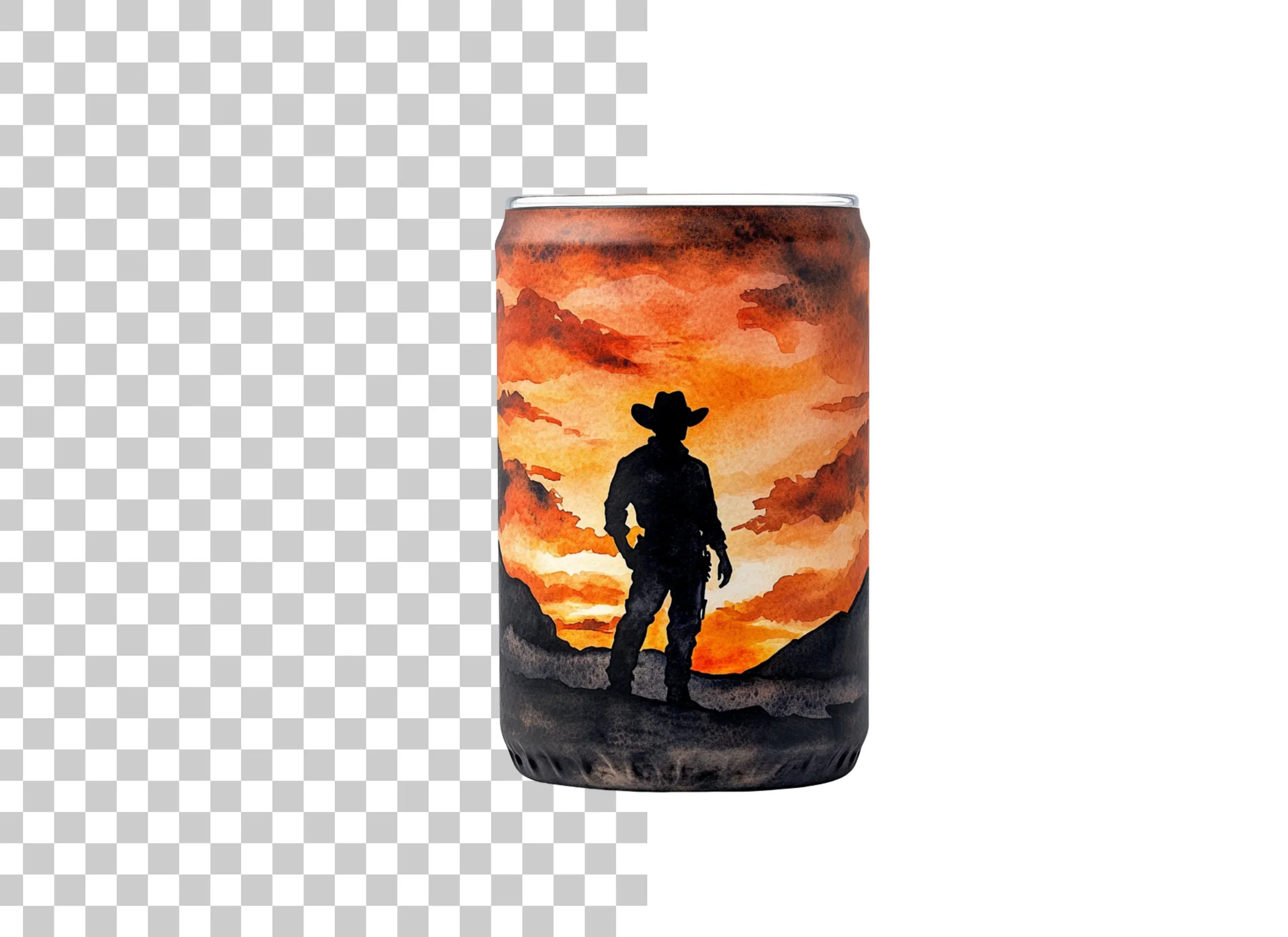 Western Cowboy Silhouette Tumbler Clipart Bundle - Image 6