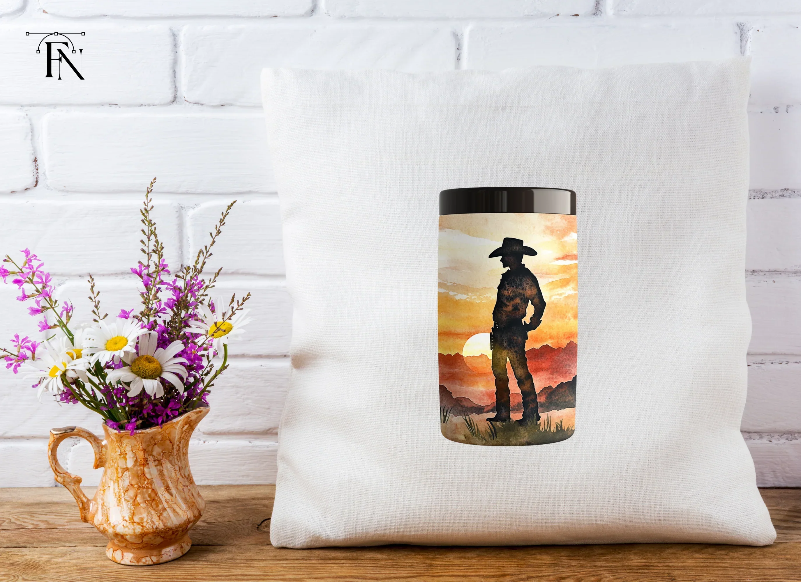 Western Landscape Cowboy Tumbler Clipart Bundle - Image 5