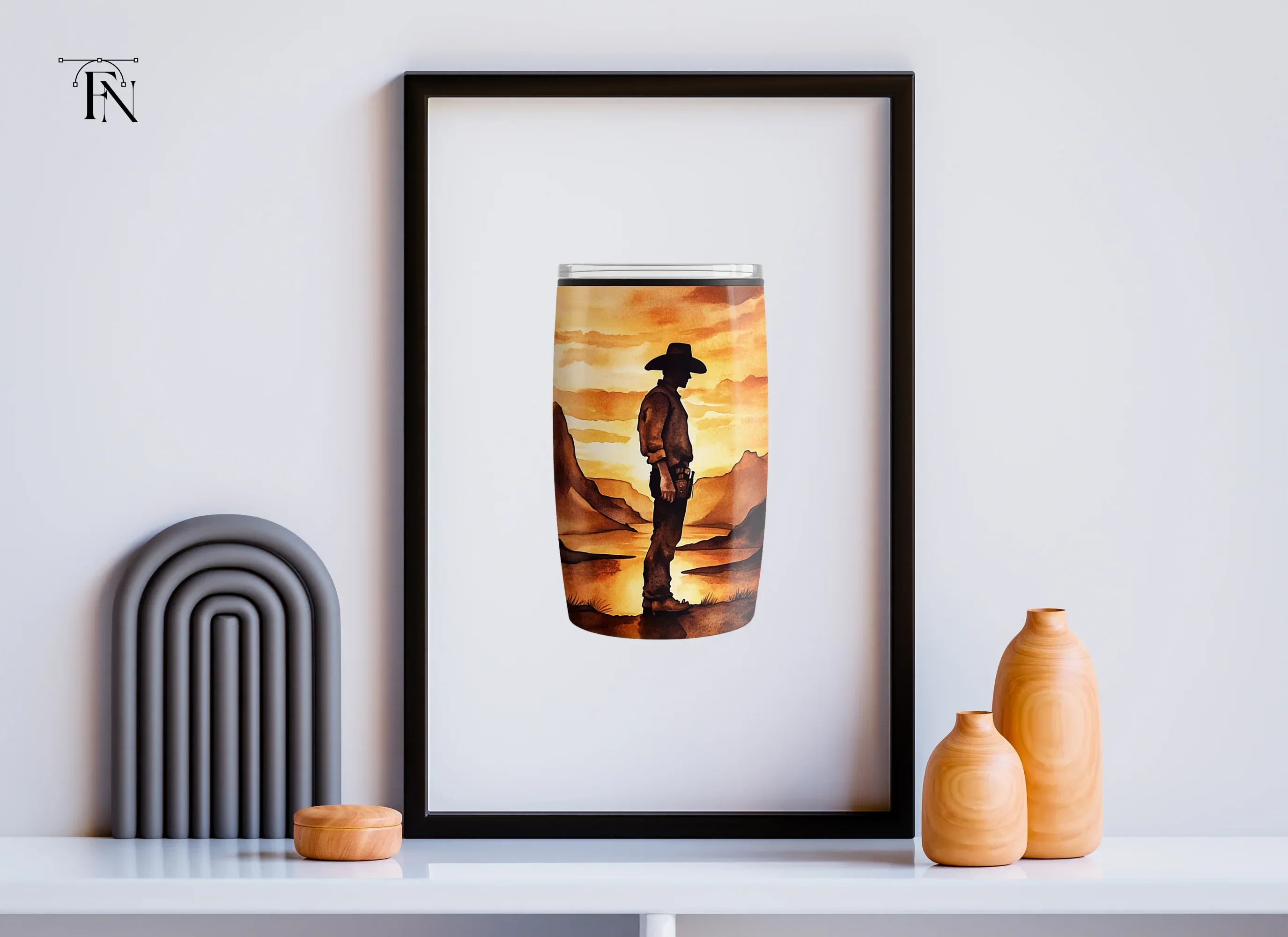 Western Landscape Cowboy Tumbler Clipart Bundle - Image 6