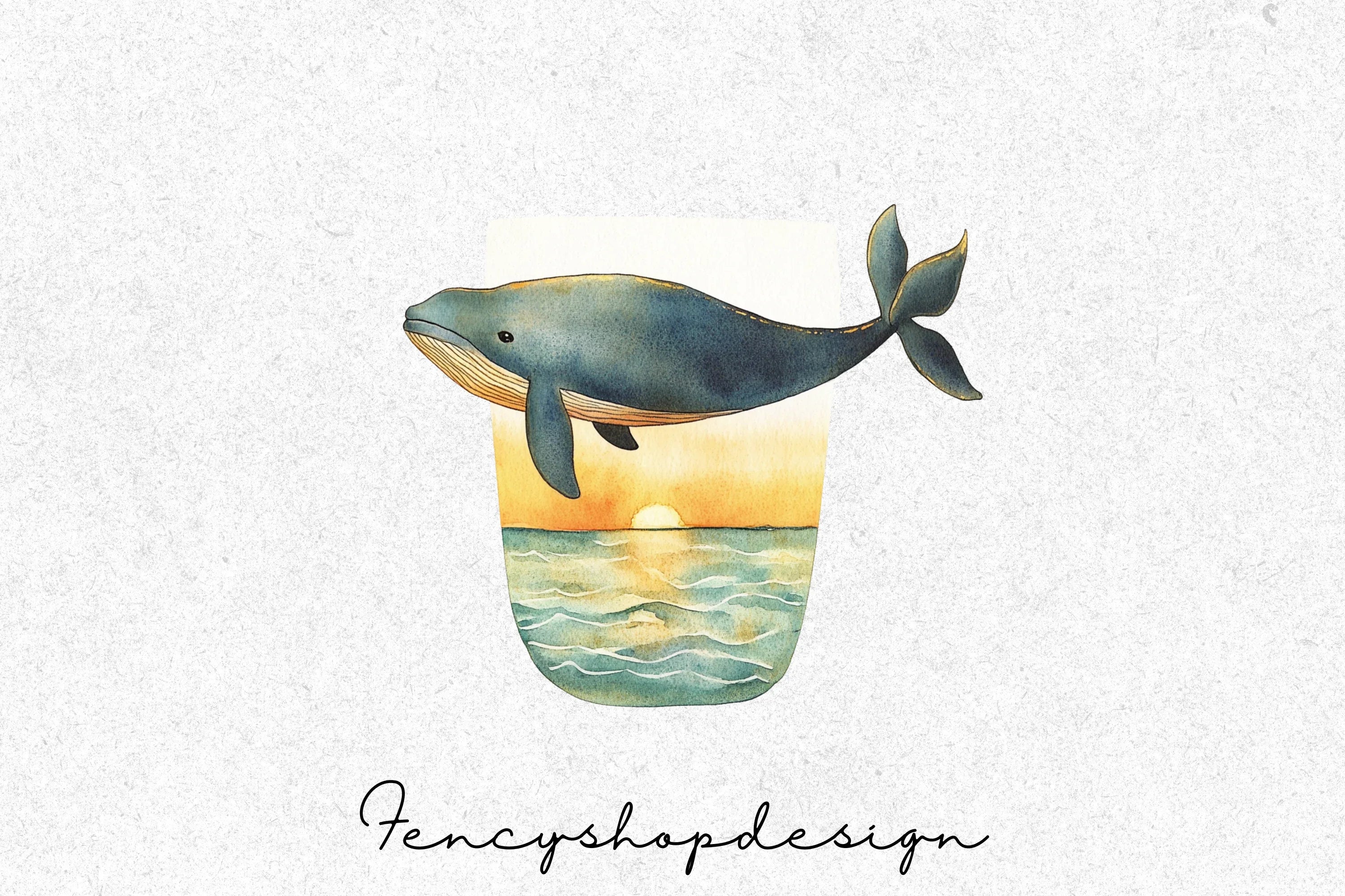 Whale Sunset Jar Clipart Bundle - Image 7