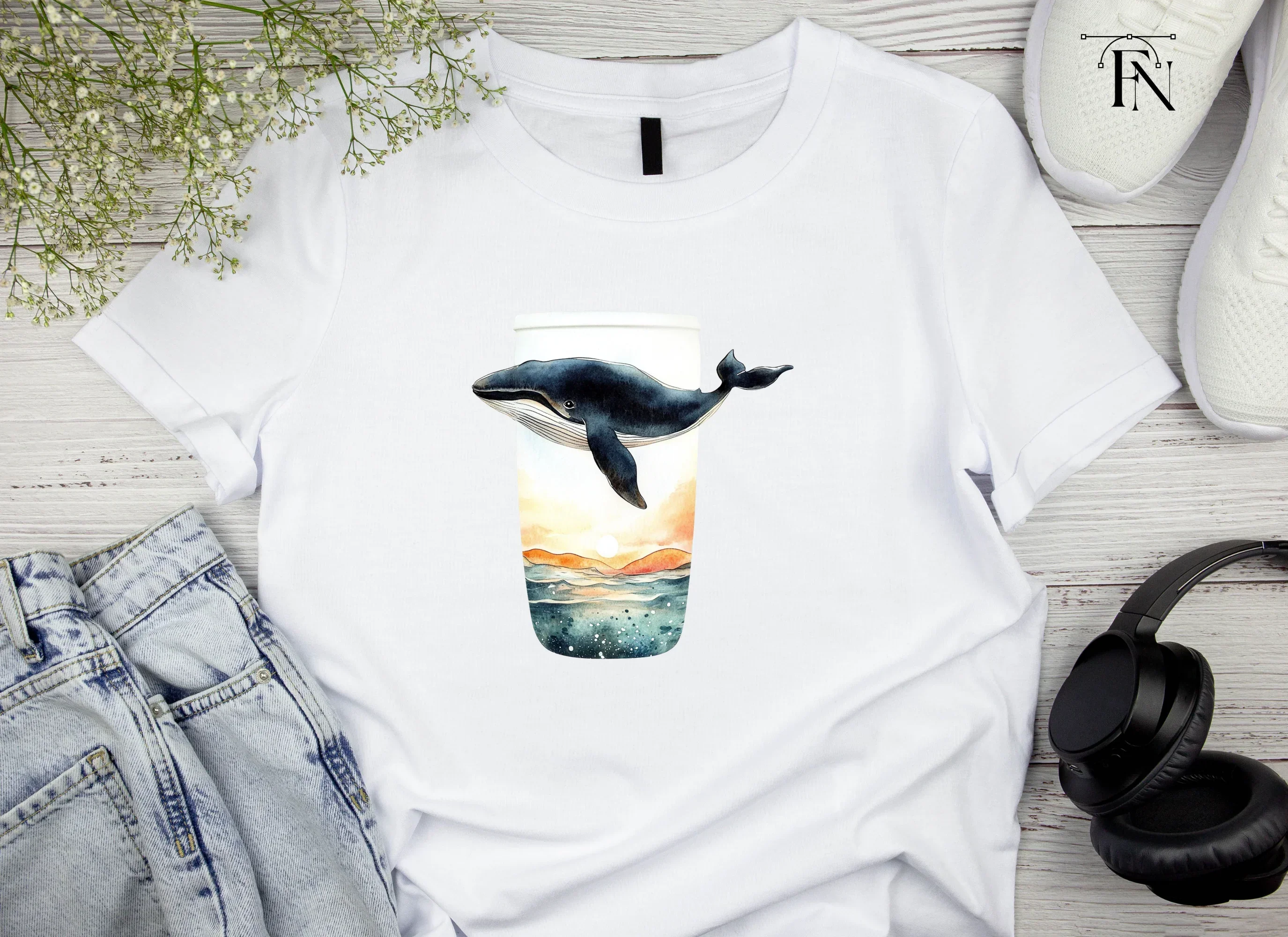 Whale Sunset Tumbler Clipart Bundle - Image 4