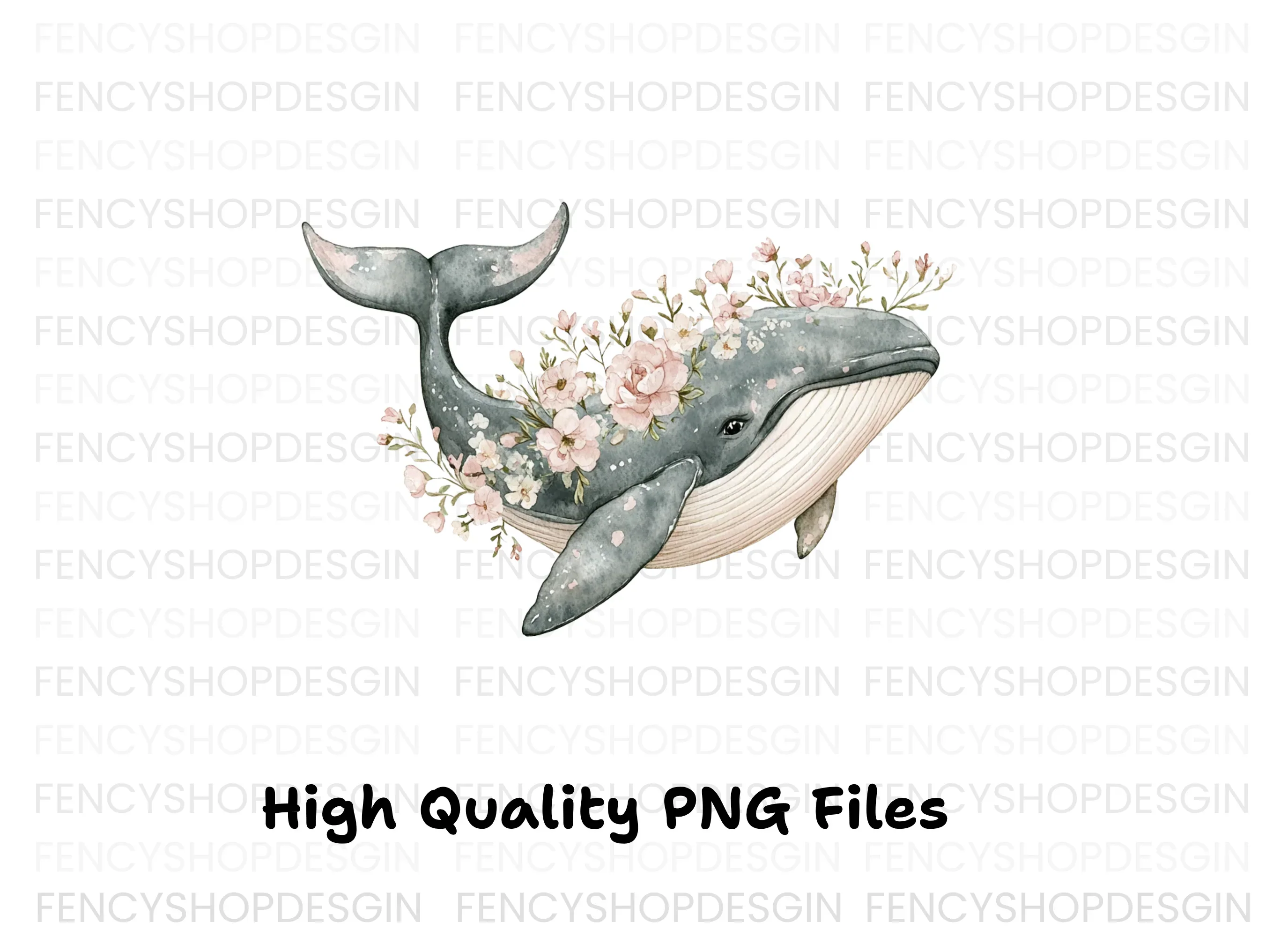 Whale with Flowers Clipart Bundle - Image 3