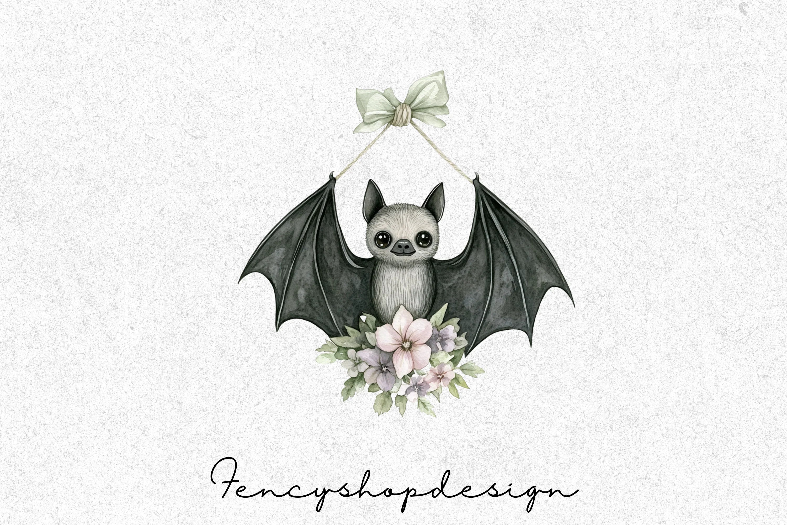 Whimsical Bat Floral Accents Clipart Bundle - Image 7