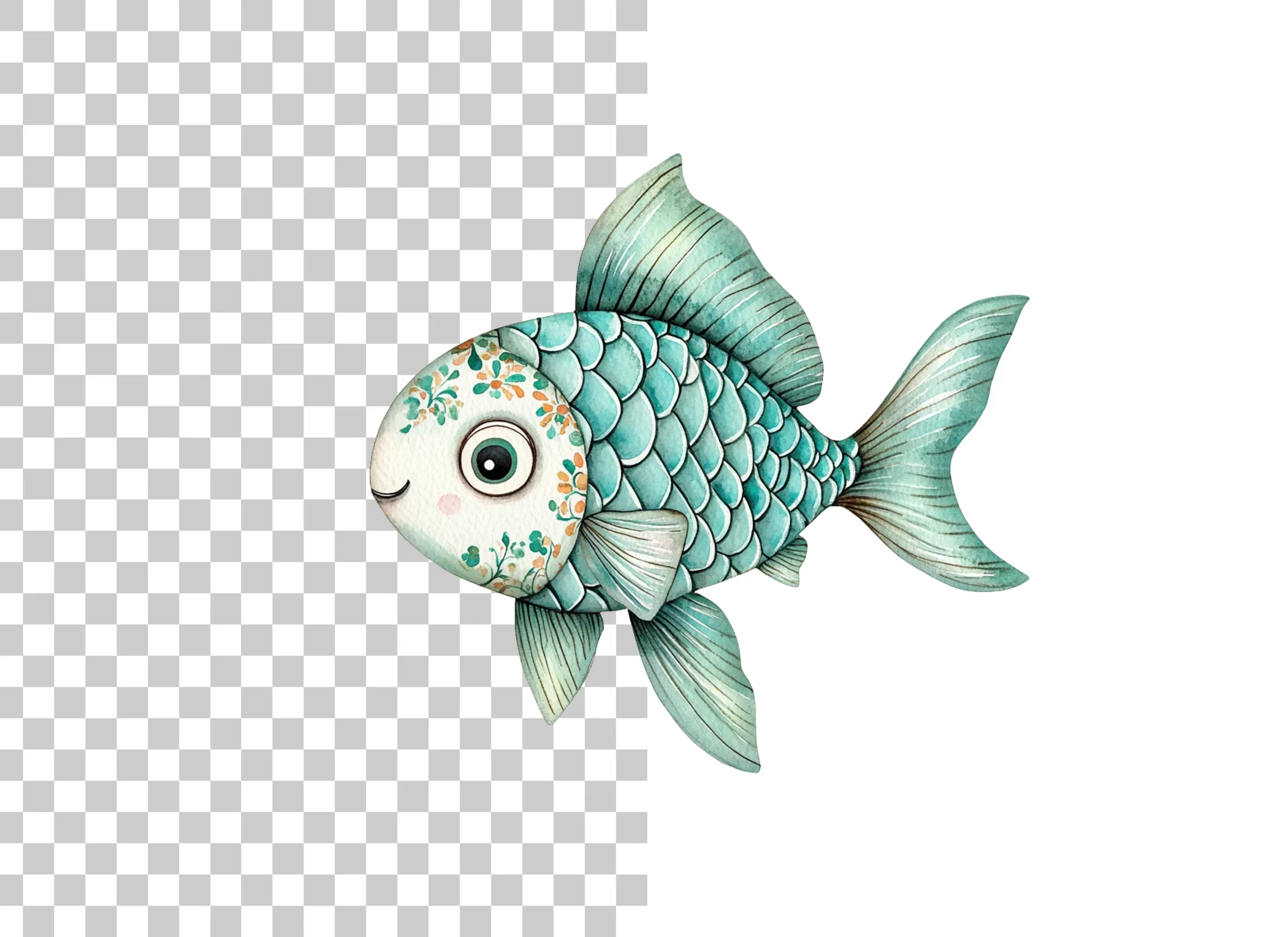 Whimsical Blue Fish Clipart Bundle - Image 2