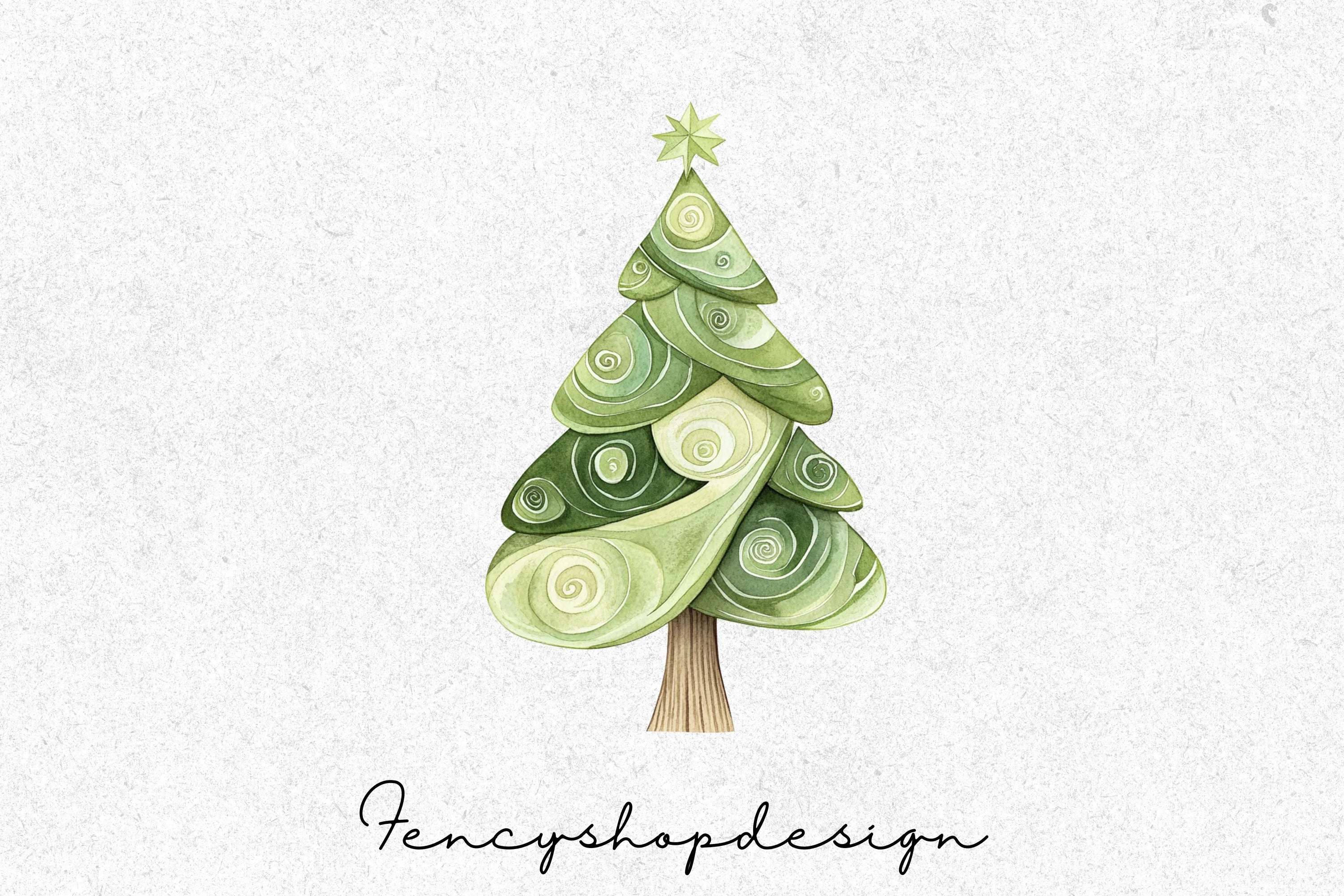 Whimsical Christmas Trees Clipart Bundle - Image 3