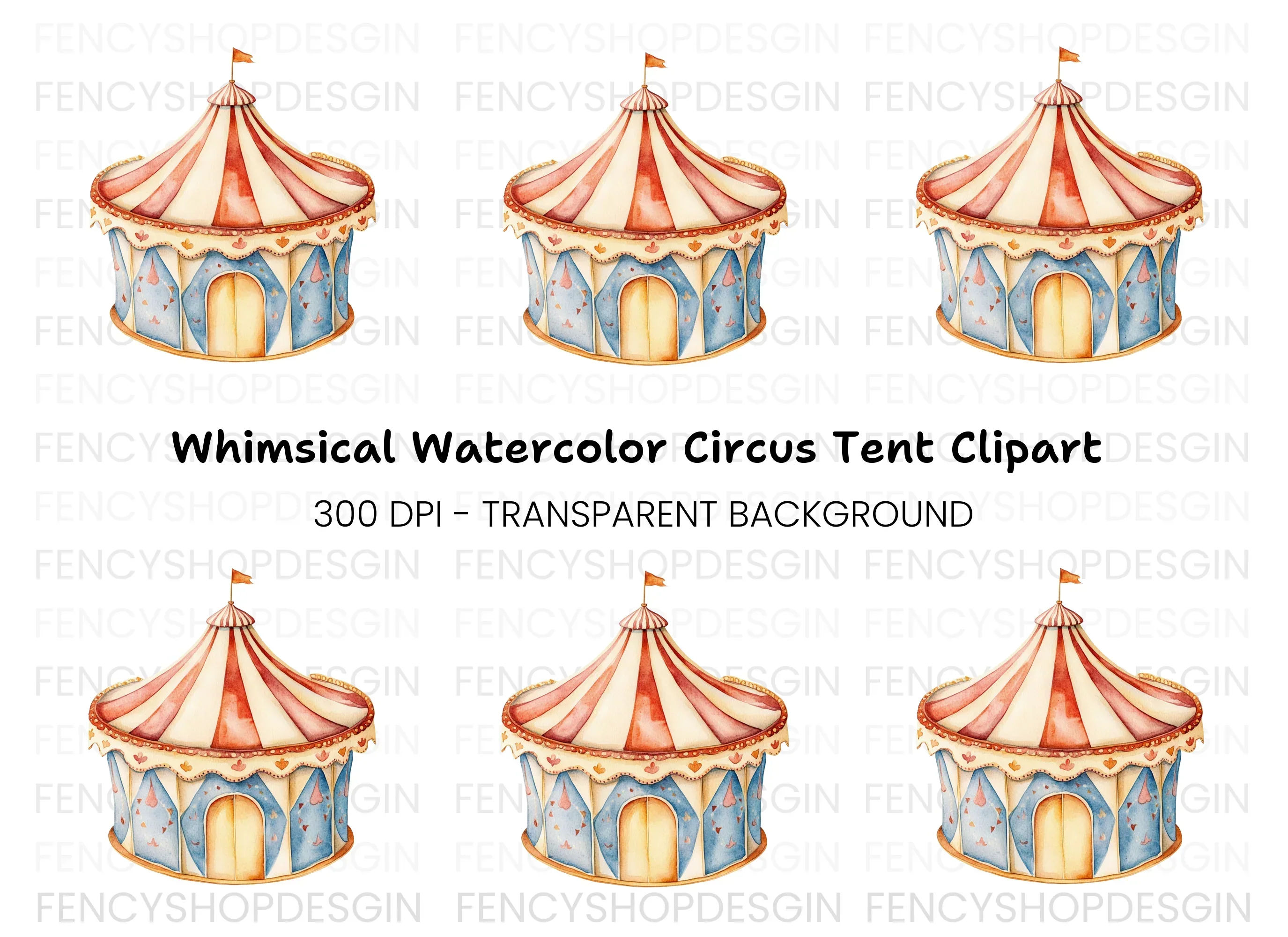 Whimsical Circus Tent Clipart Bundle