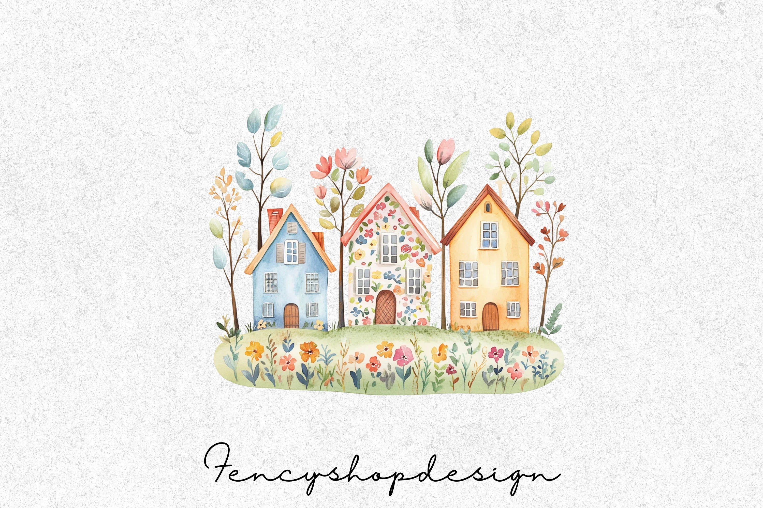 Whimsical Cottage Houses Clipart Bundle - Image 3