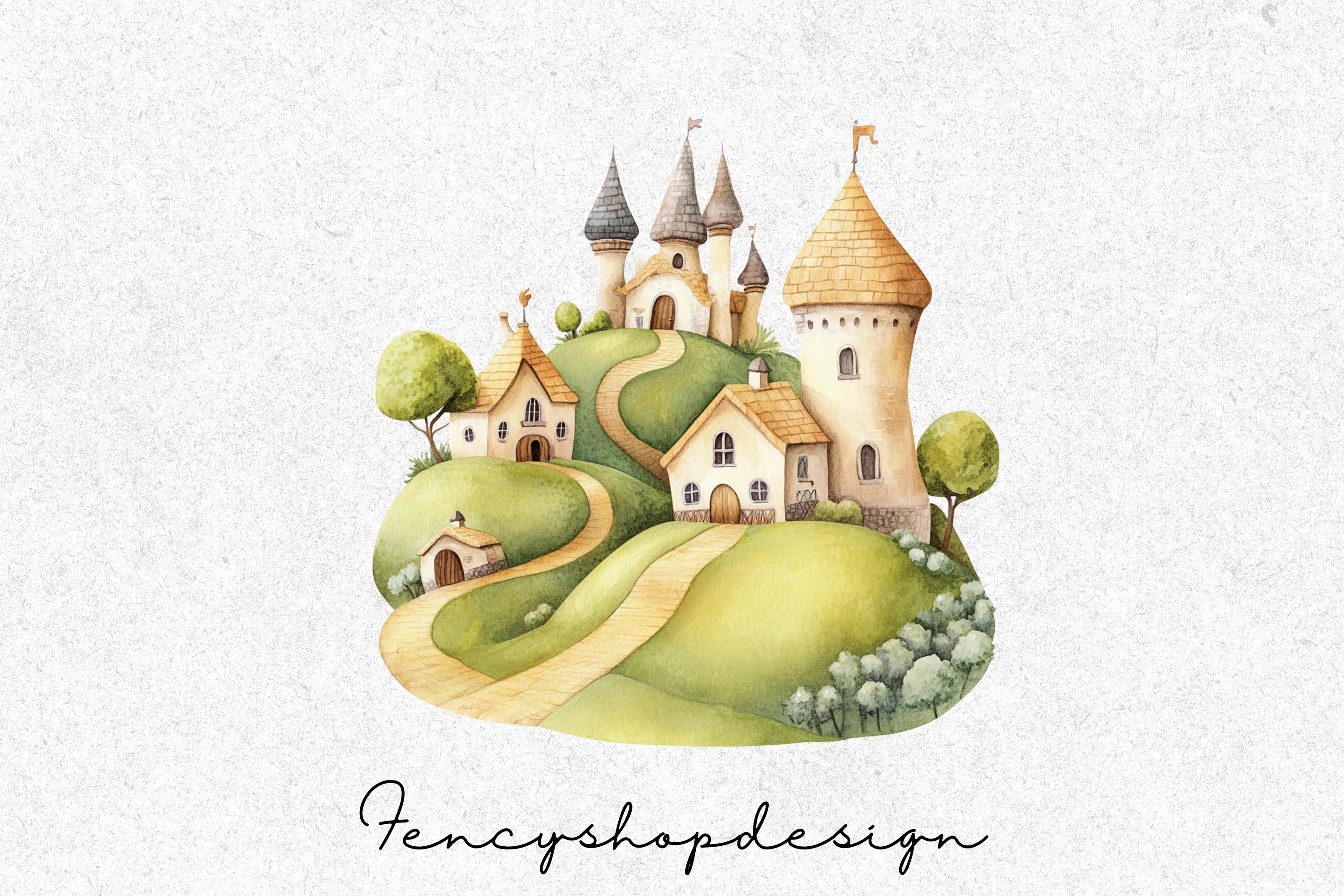 Whimsical Fairytale Village Clipart Bundle - Image 3