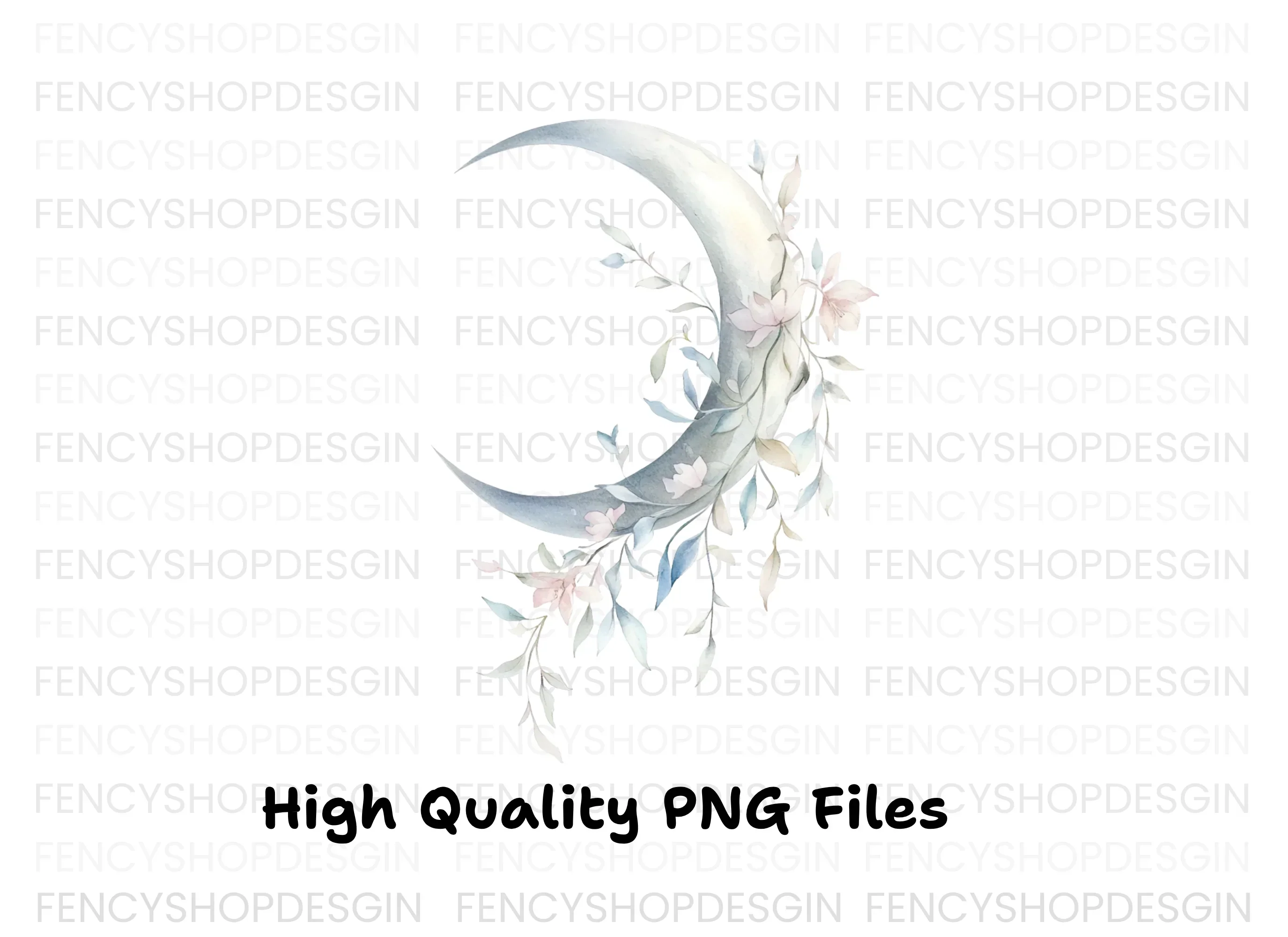 Whimsical Floral Moon Clipart Bundle - Image 3