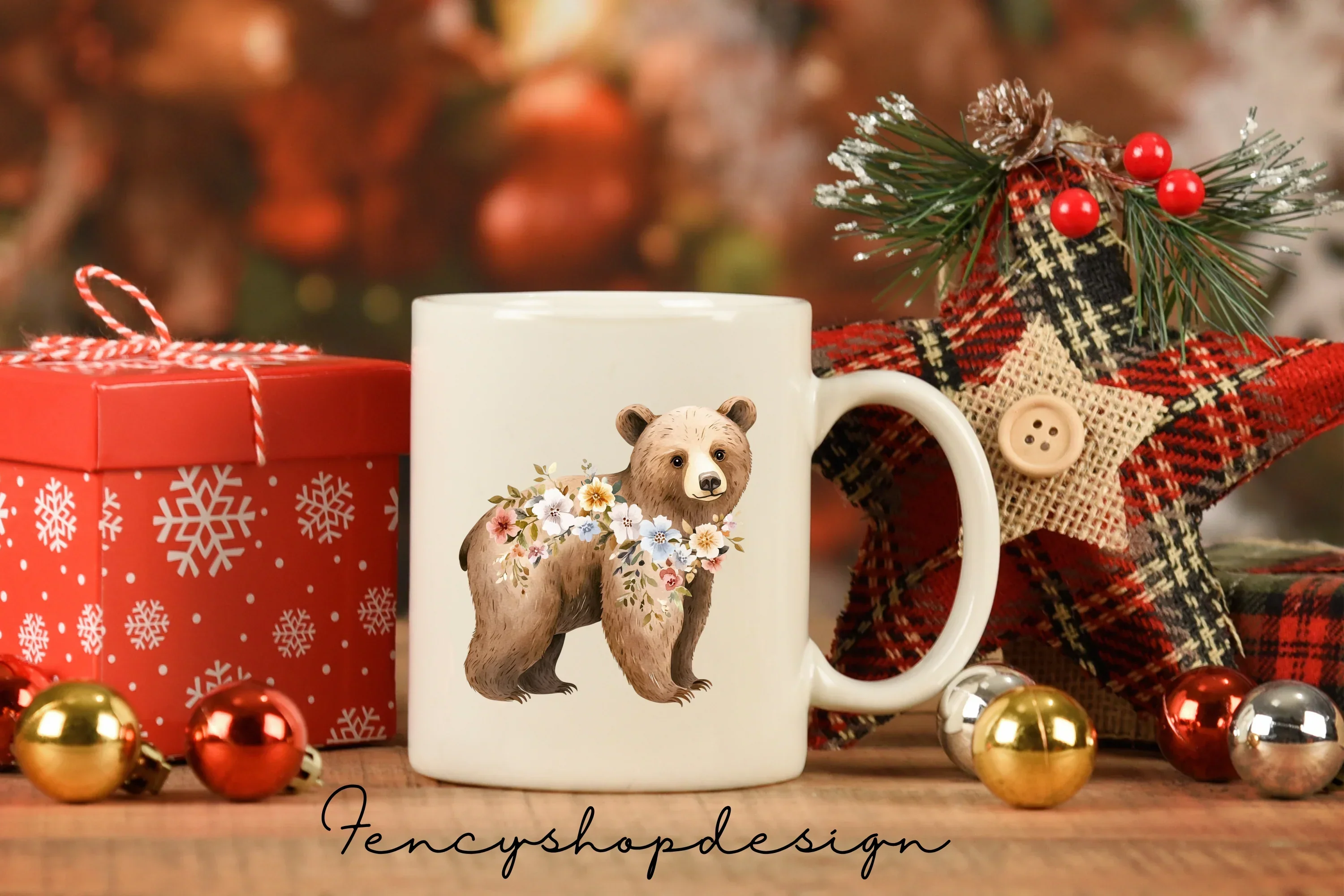 Whimsical Floral Woodland Bear Clipart Bundle - Image 2