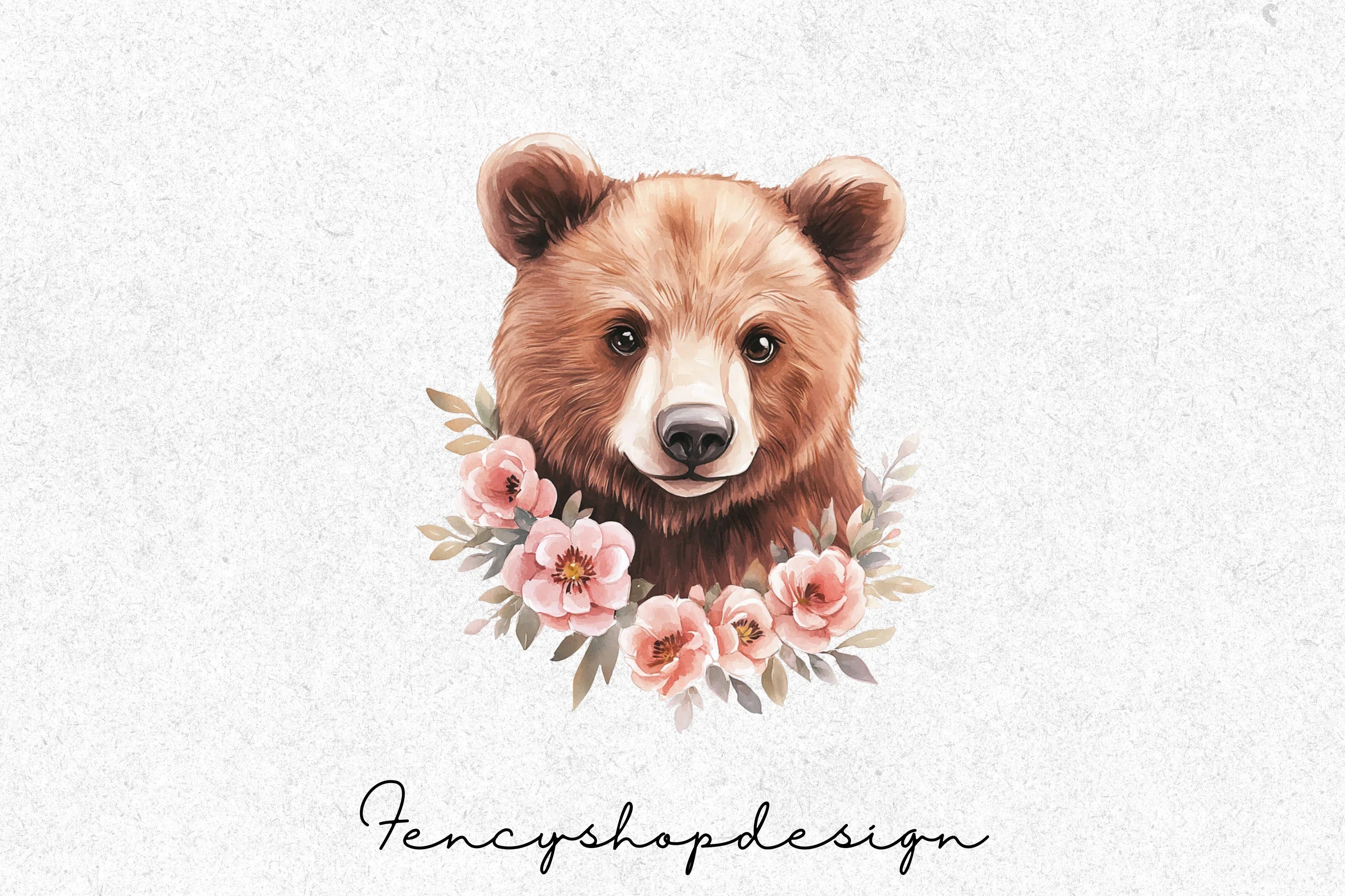 Whimsical Floral Woodland Bear Clipart Bundle - Image 7