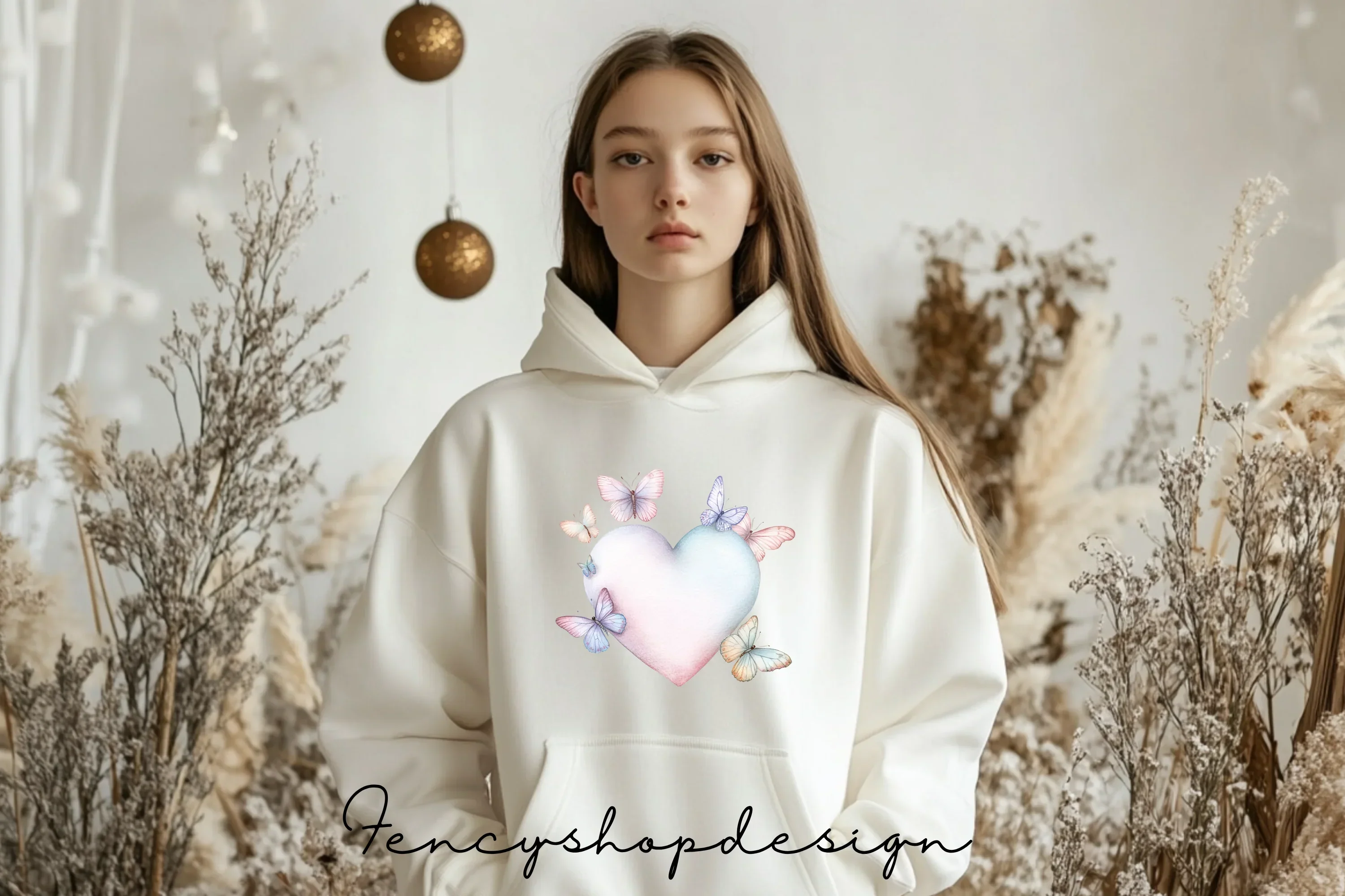 Whimsical Hearts Elves Butterflies Clipart Bundle - Image 6