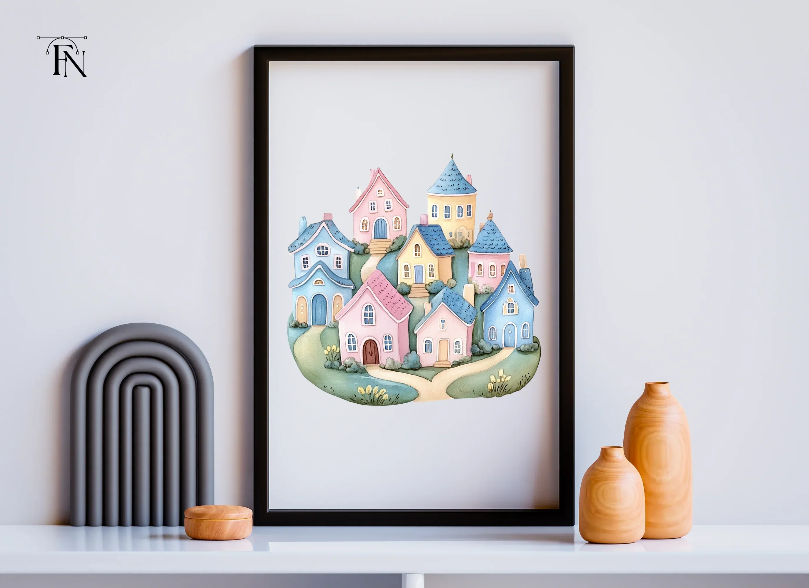 Whimsical Hillside Village Clipart Bundle - Image 6