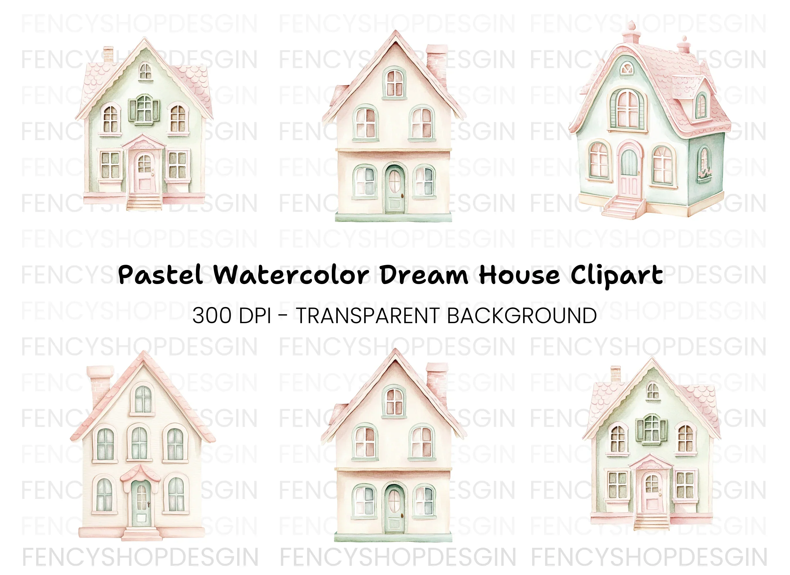 Whimsical Houses Clipart Bundle