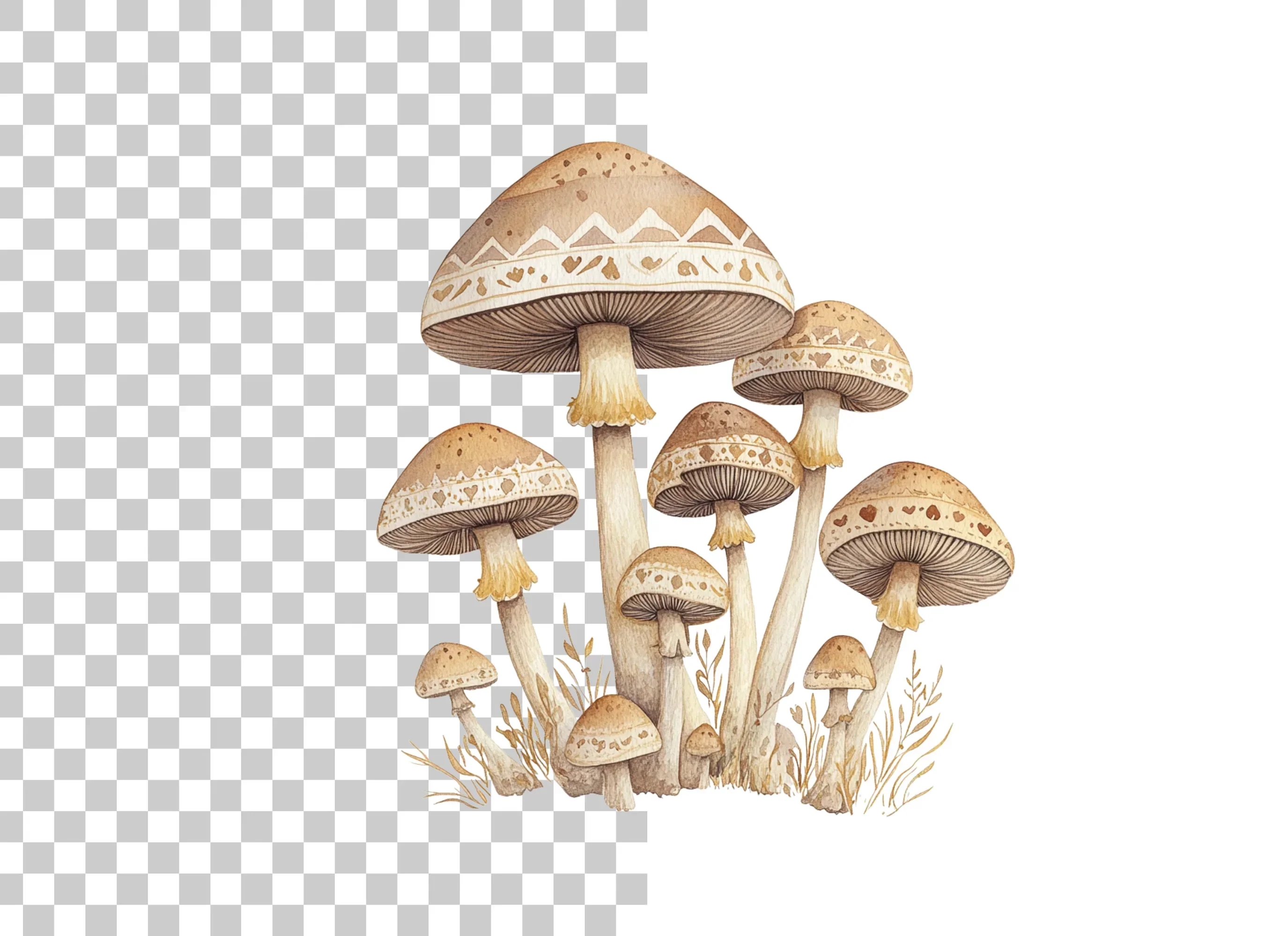 Whimsical Mushroom Cluster Clipart Bundle - Image 3