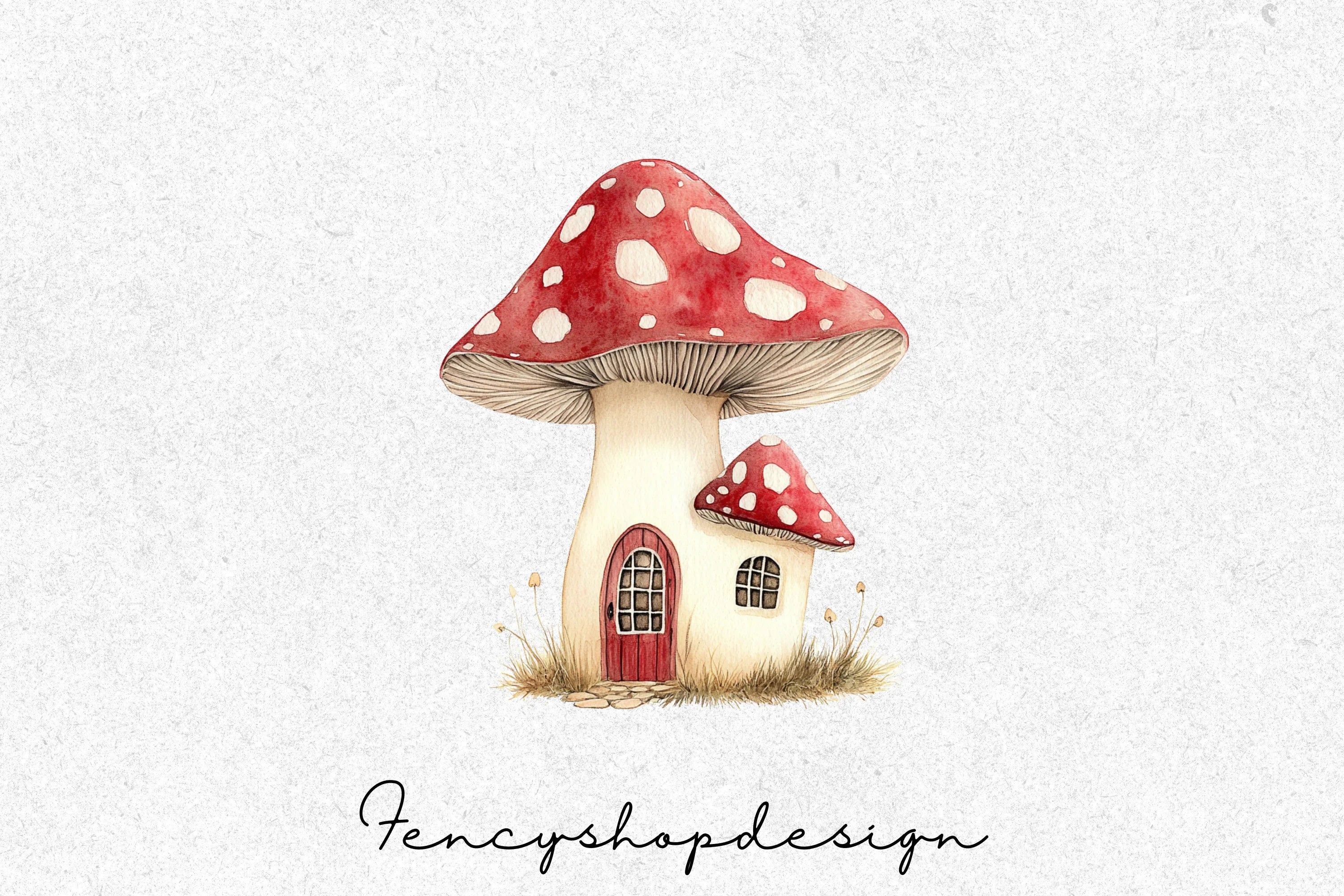 Whimsical Mushroom House Clipart Bundle - Image 3