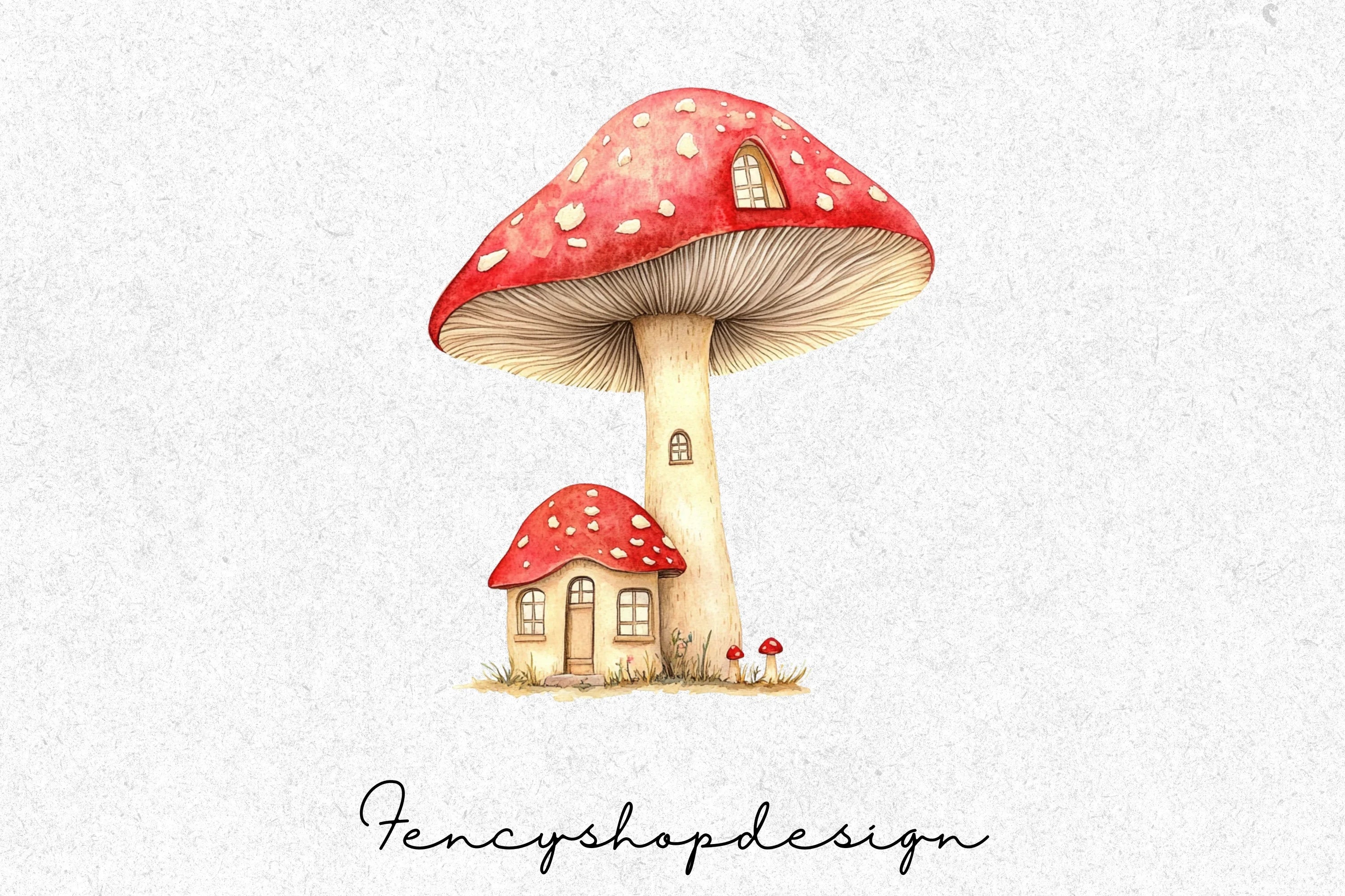Whimsical Mushroom House Clipart Bundle - Image 4