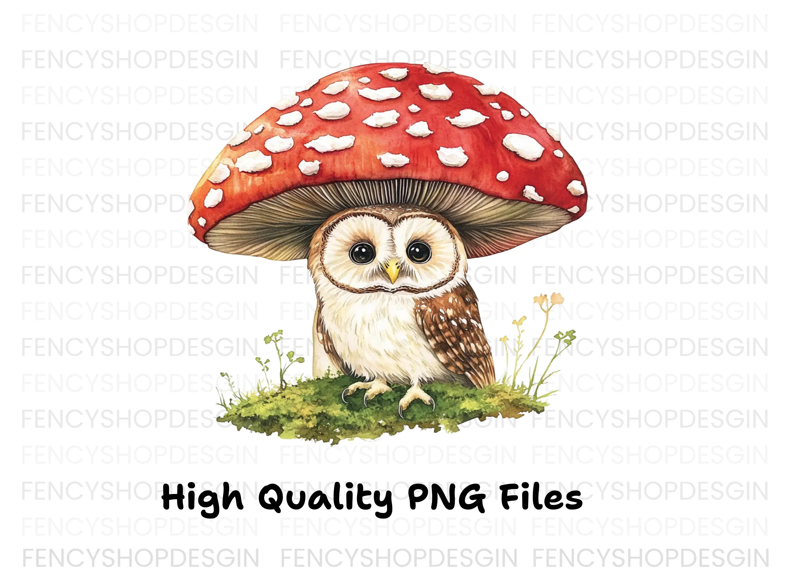 Whimsical Owls on Mushroom Clipart Bundle - Image 2