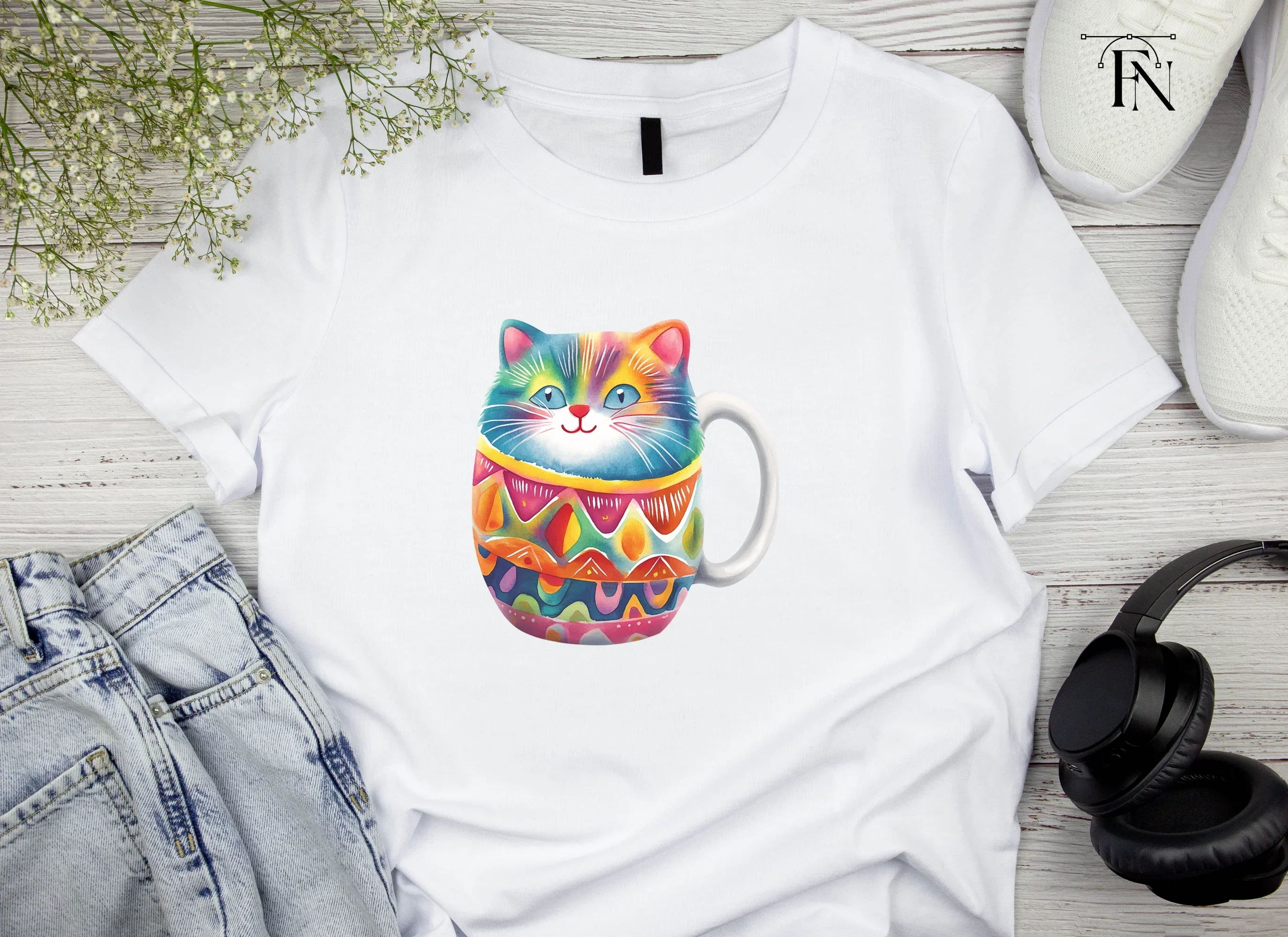 Whimsical Rainbow Cat Clipart Bundle - Image 4