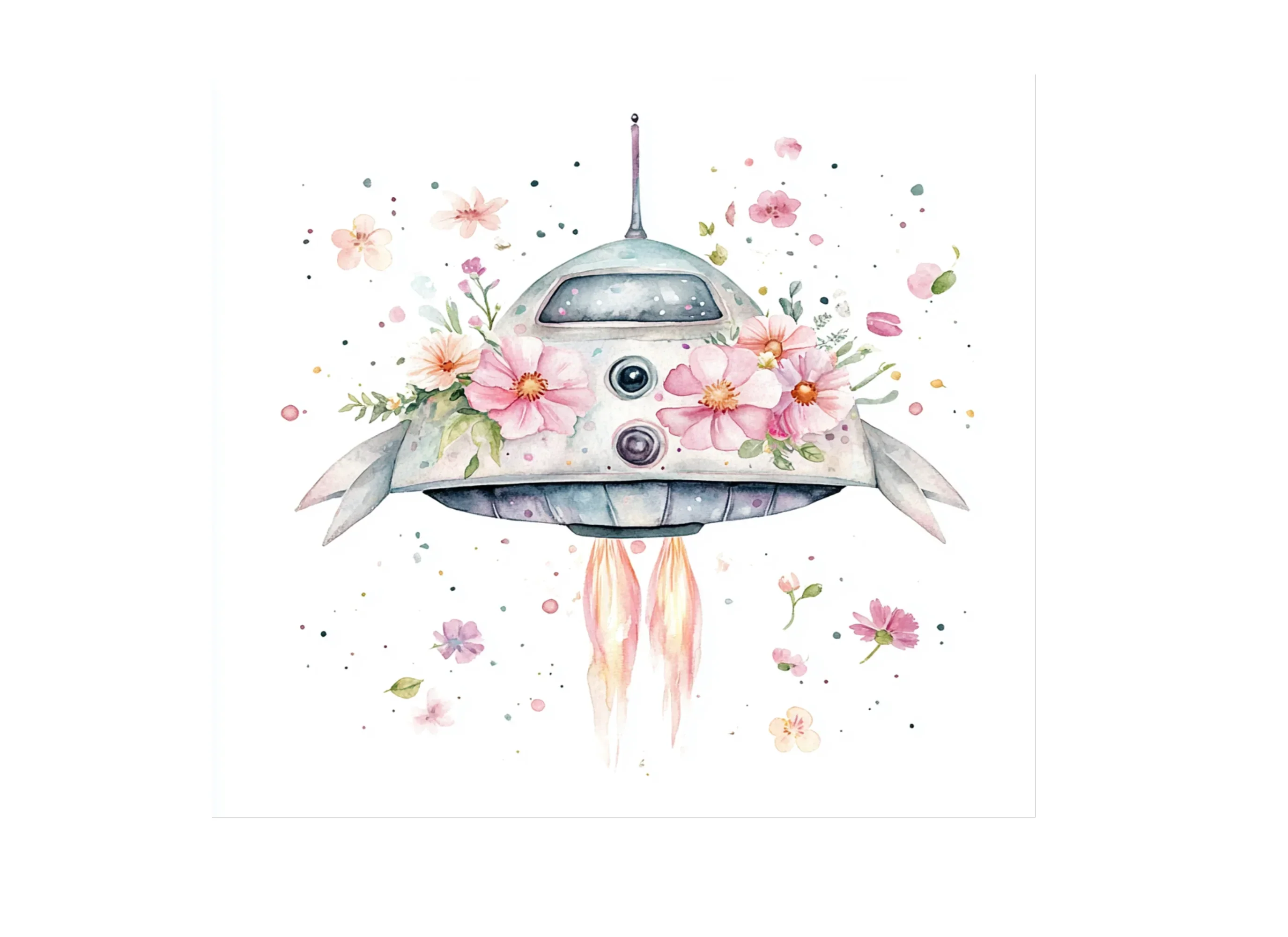 Whimsical Space Adventure Floral Clipart Bundle - Image 2