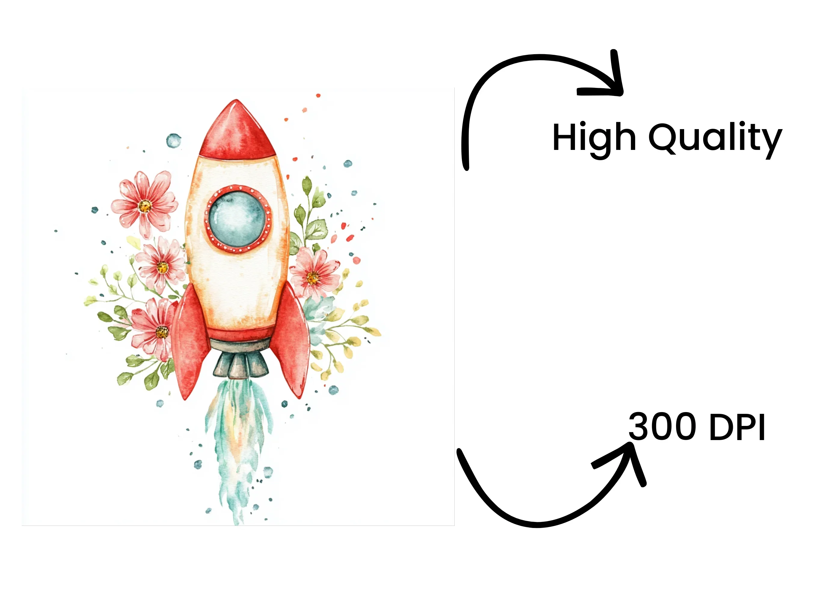 Whimsical Space Adventure Floral Clipart Bundle - Image 4