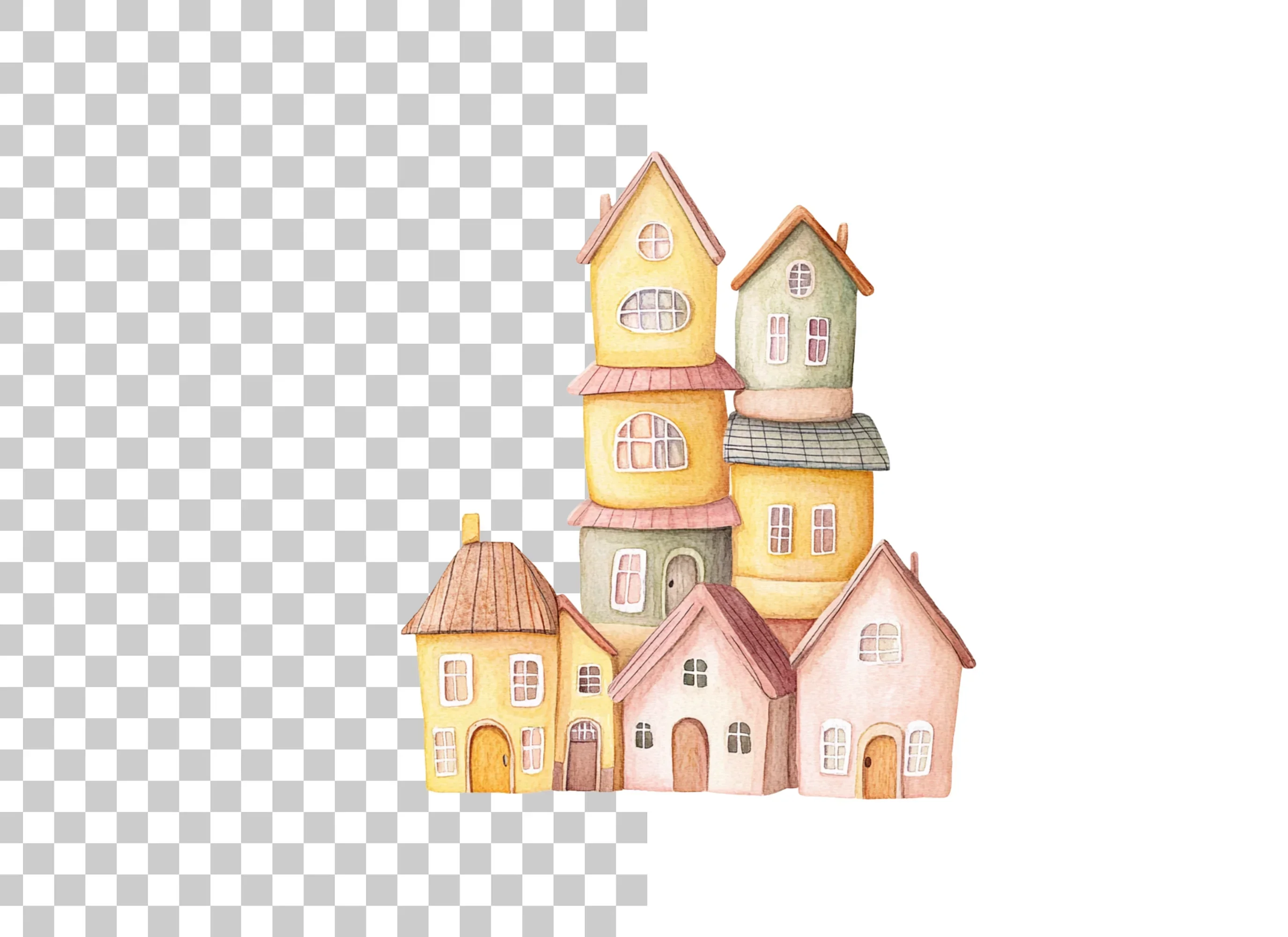 Whimsical Stacked Houses Clipart Bundle - Image 6