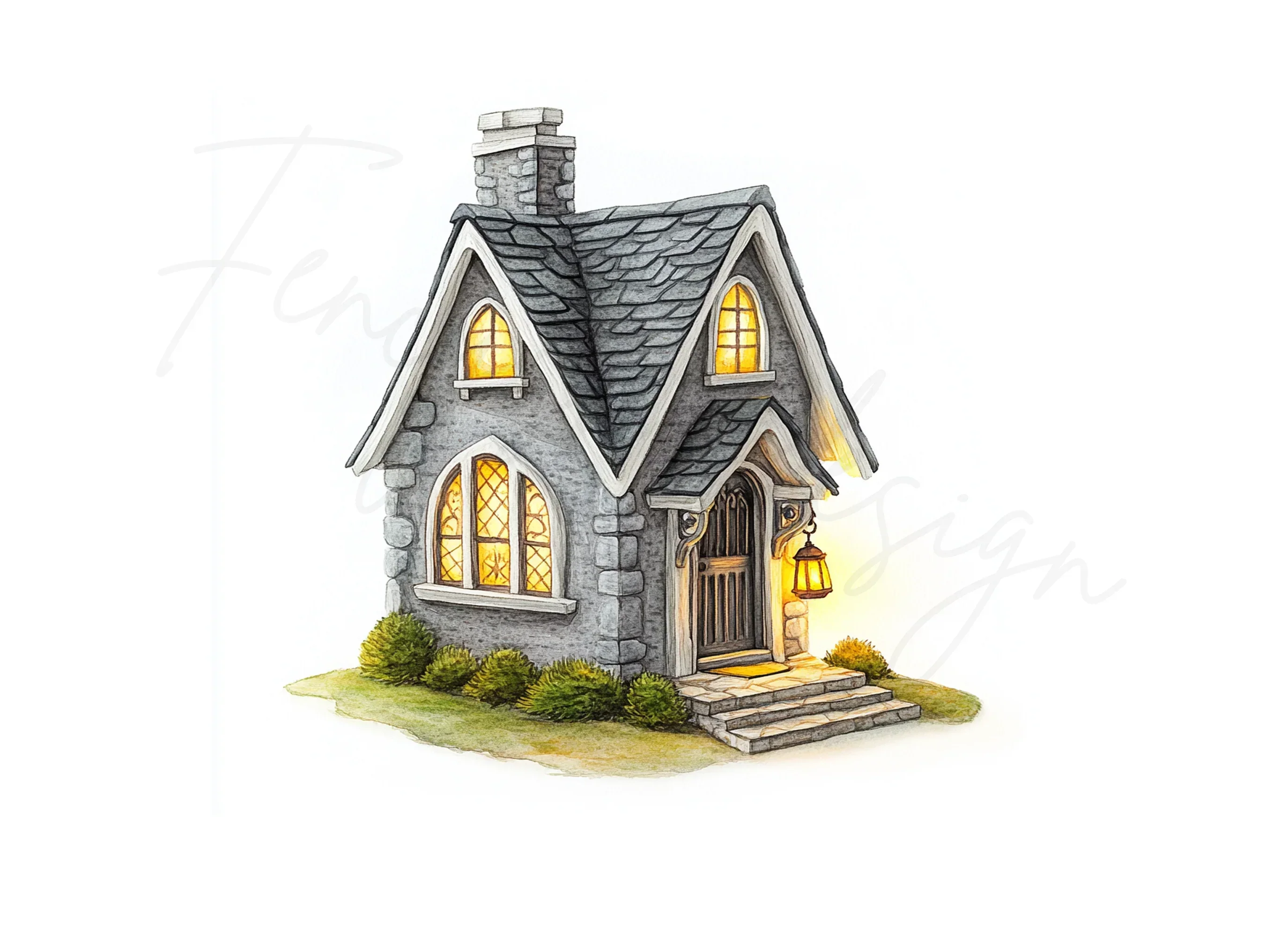 Whimsical Stone Cottage Clipart Bundle - Image 2