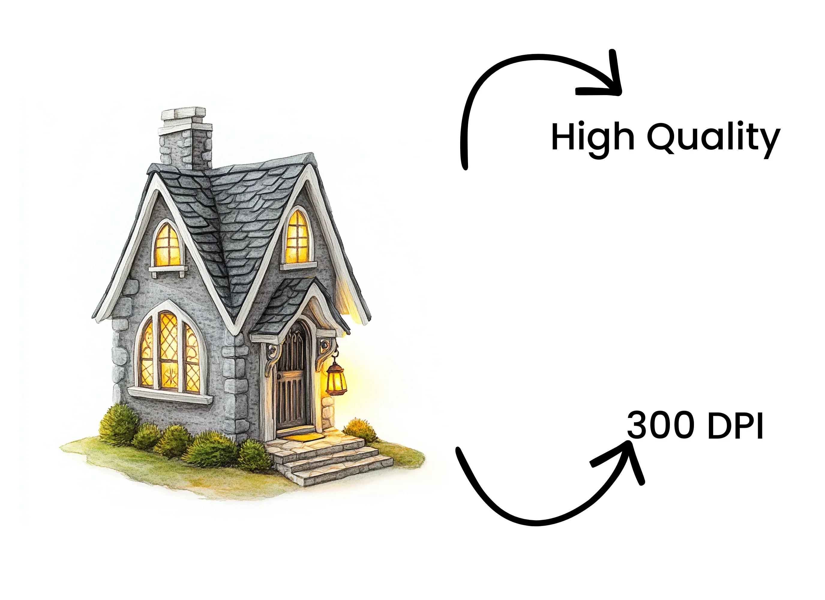 Whimsical Stone Cottage Clipart Bundle - Image 4