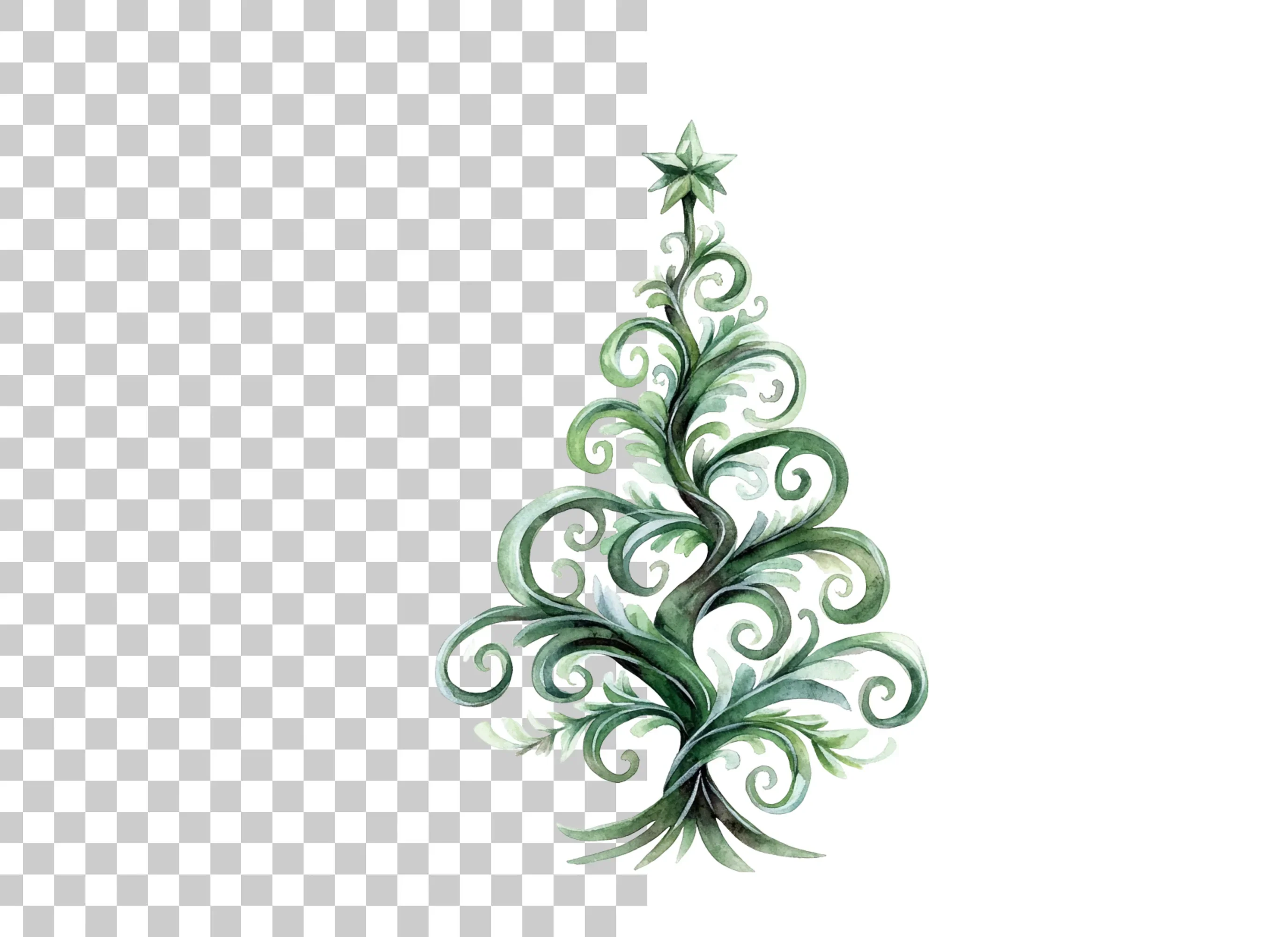 Whimsical Swirl Christmas Tree Clipart Bundle - Image 6