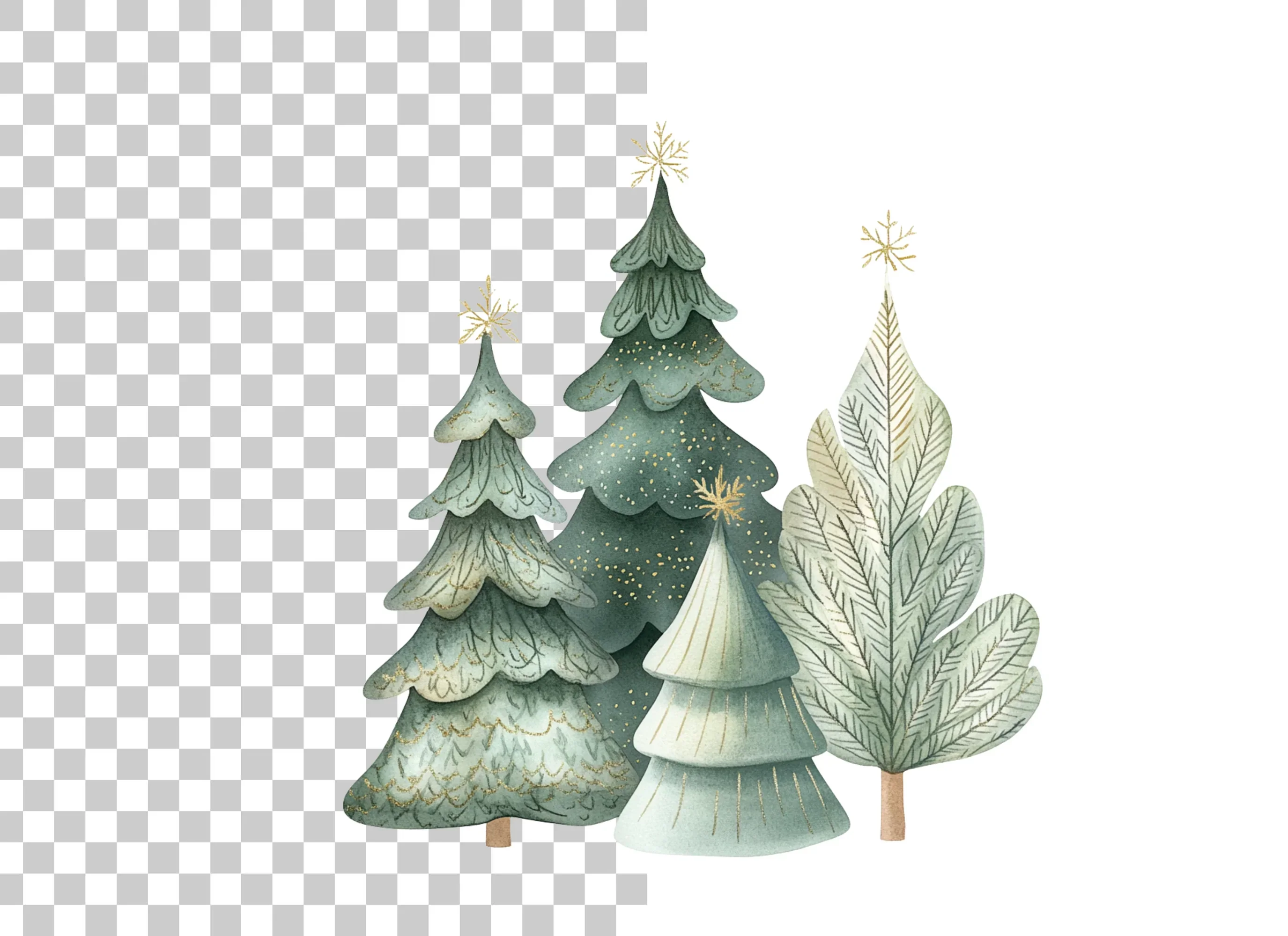 Whimsical Winter Forest Christmas Clipart Bundle - Image 3