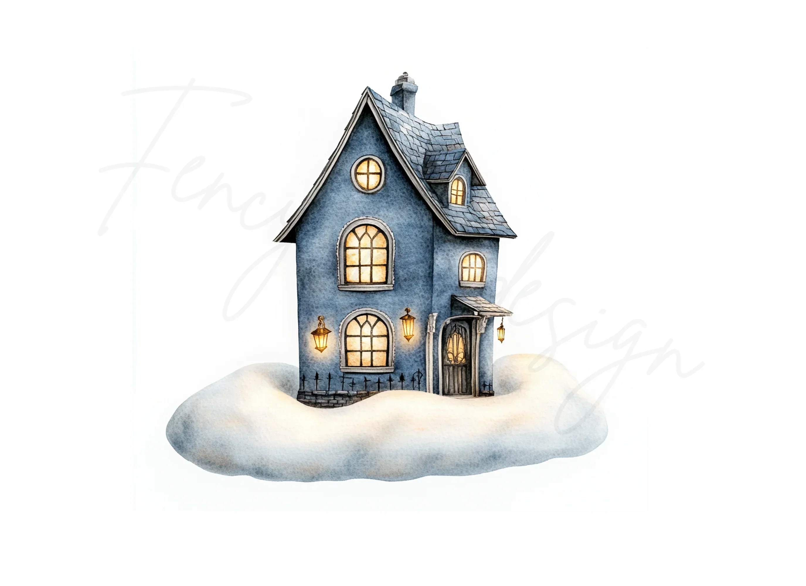 Whimsical Winter House Clipart Bundle - Image 3