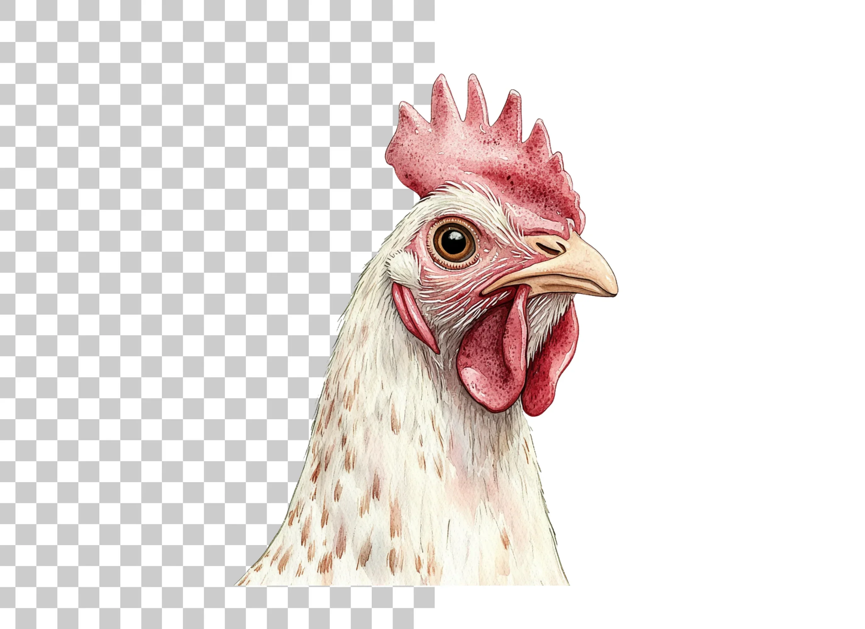 White Chicken Head Clipart Bundle - Image 2
