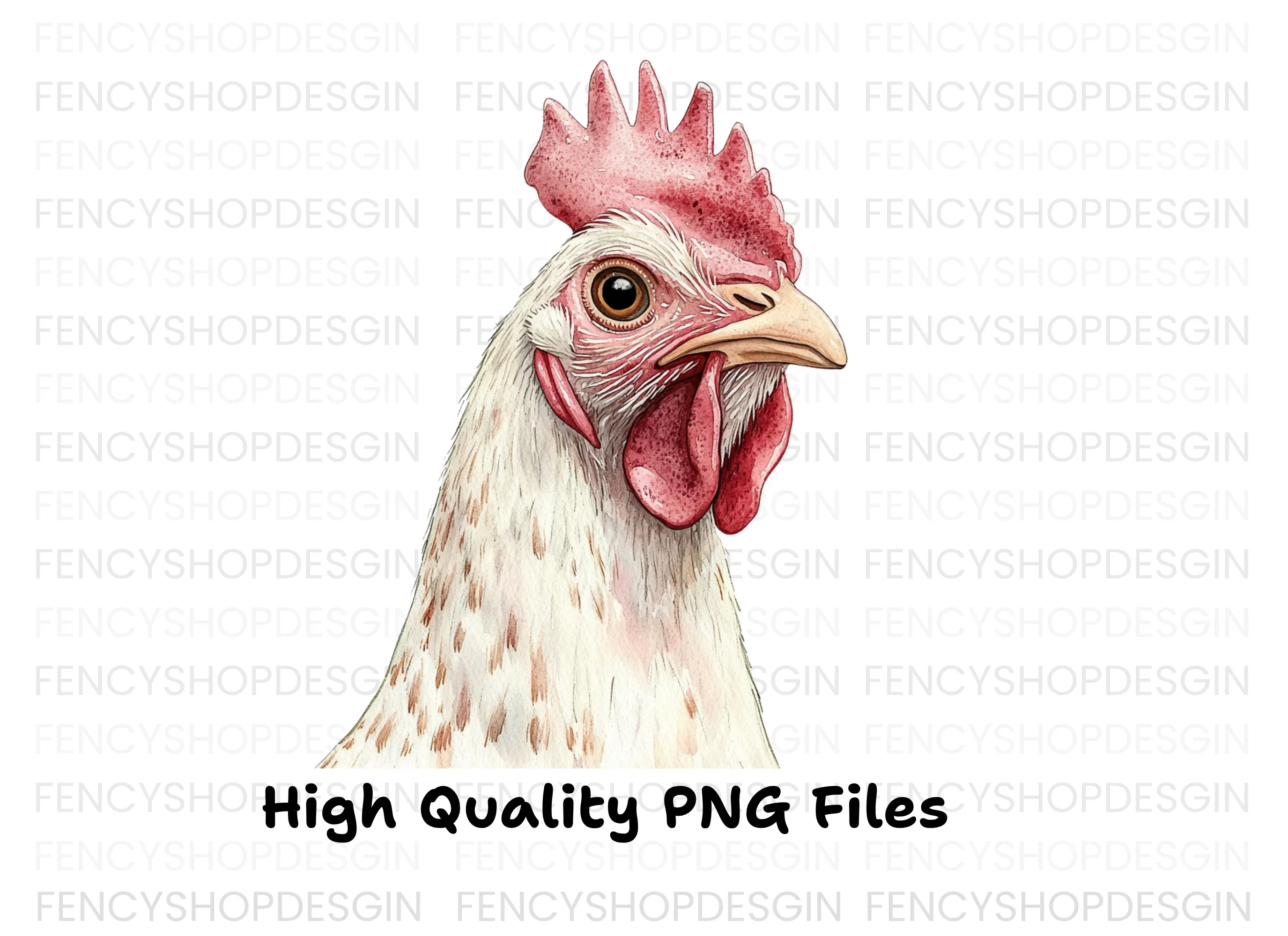 White Chicken Head Clipart Bundle - Image 3
